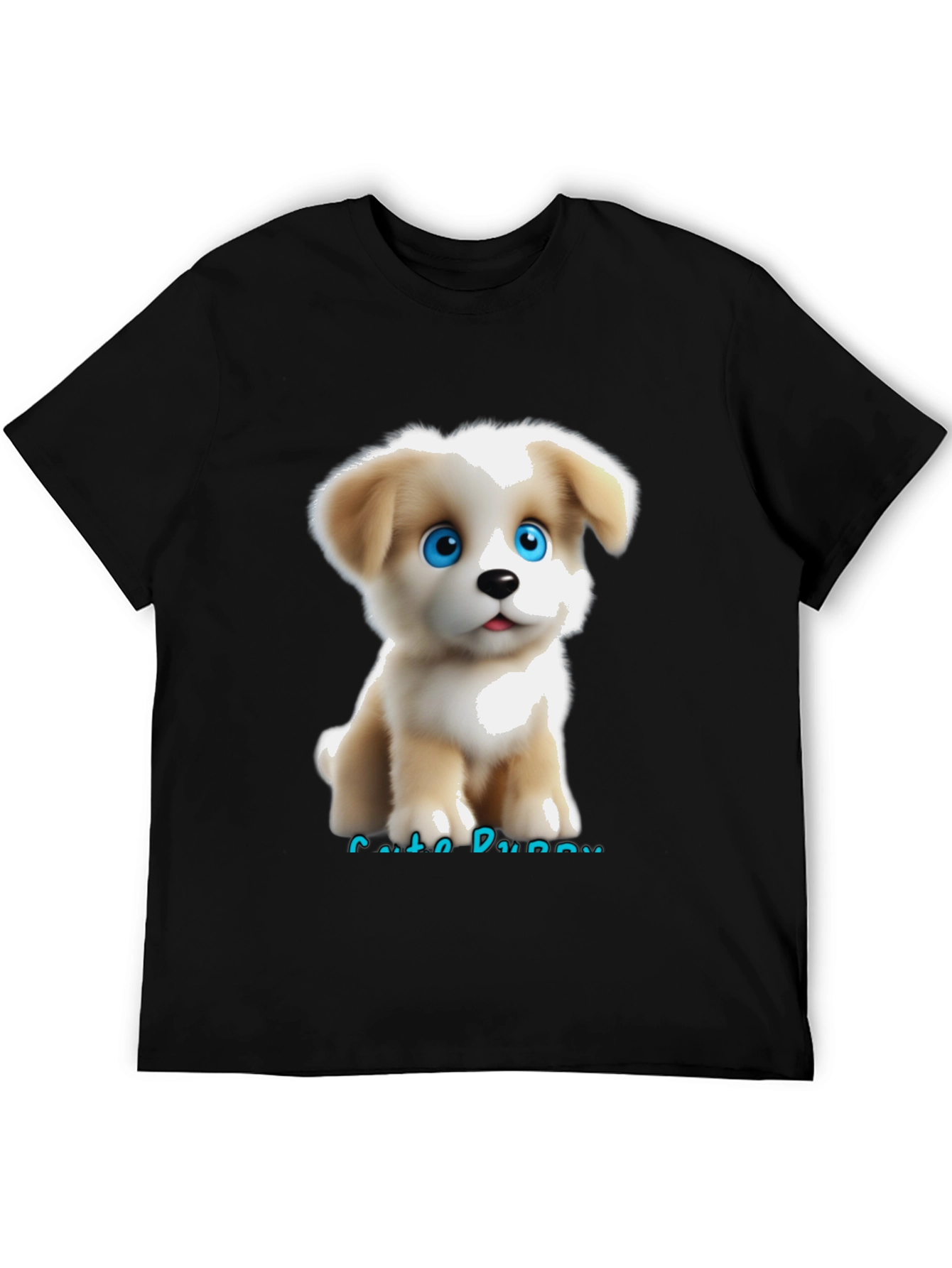 Black Cute Puppy Graphic T-Shirt view 5