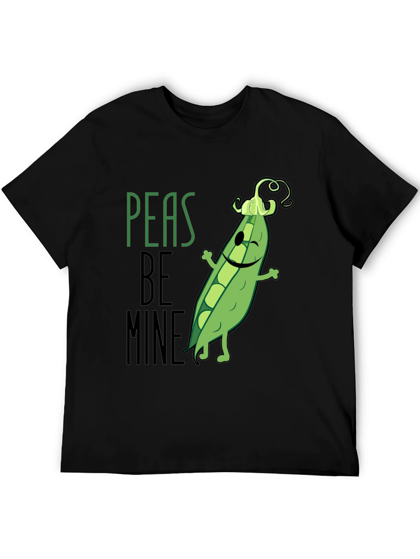 Black Peas Be Mine Graphic T-Shirt - Cute Food Pun Tee view 5