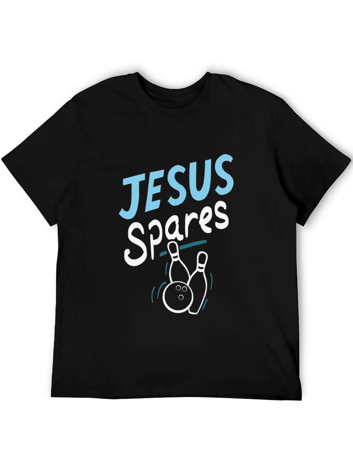 Black Jesus Spares Bowling T-Shirt - Religious Humor Tee view 5