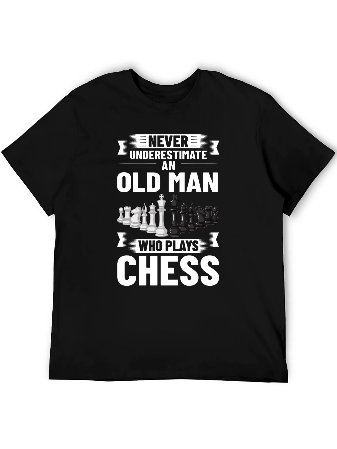 Black Never Underestimate Chess Old Man T-Shirt view 5