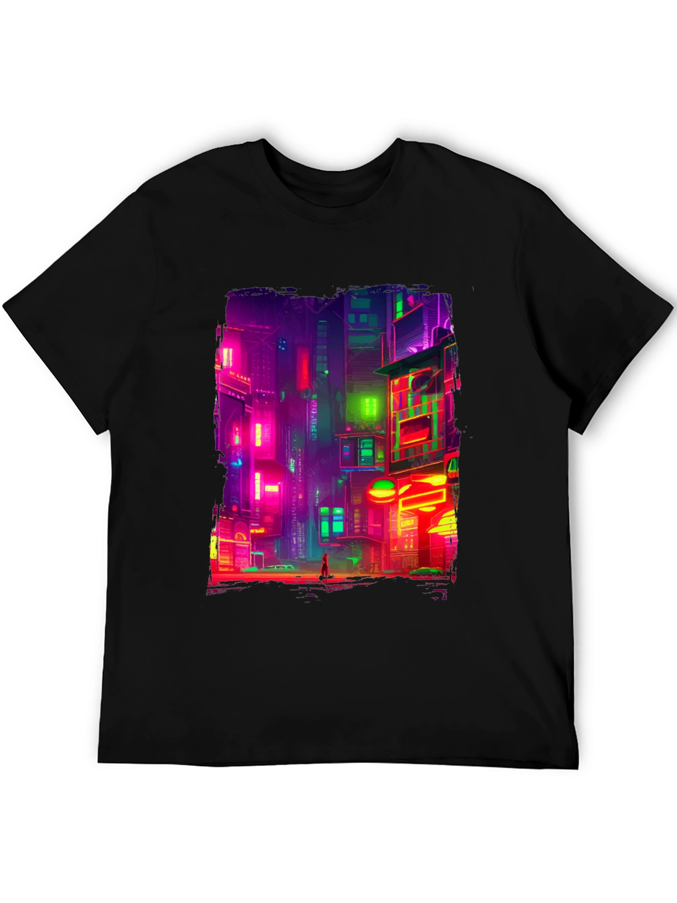Black Cyberpunk Cityscape Graphic Tee view 5
