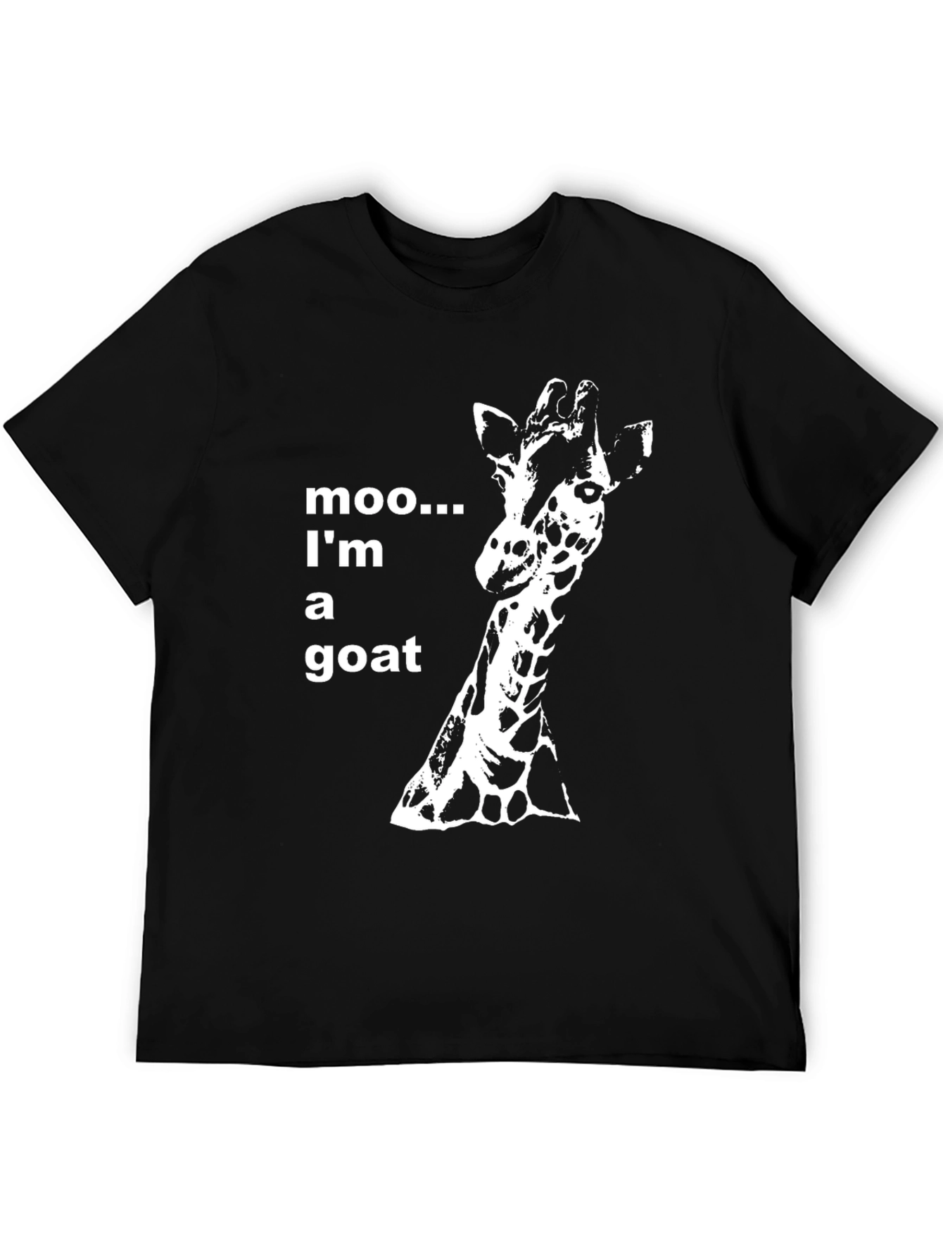Black Funny Giraffe T-Shirt - Moo I'm a Goat Black Tee view 5