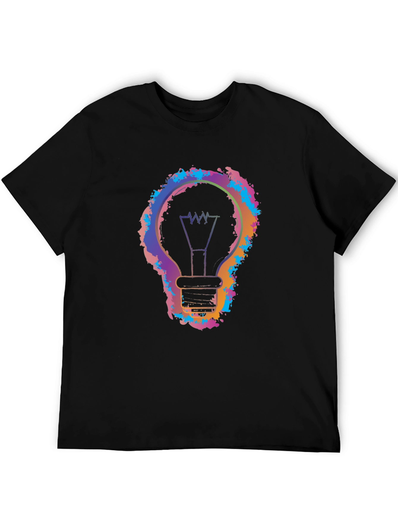 Black Colorful Light Bulb Graphic Black T-Shirt view 5