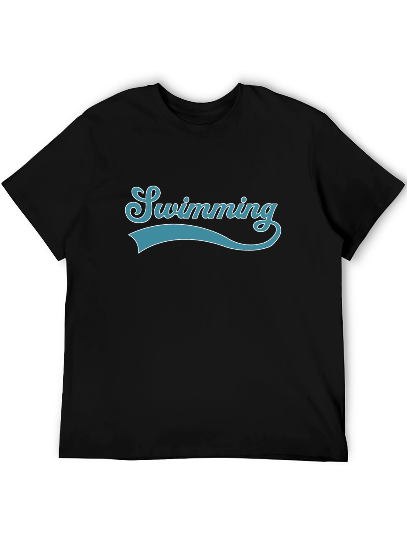 Black Swimming Graphic Print Crew Neck T-Shirt view 5