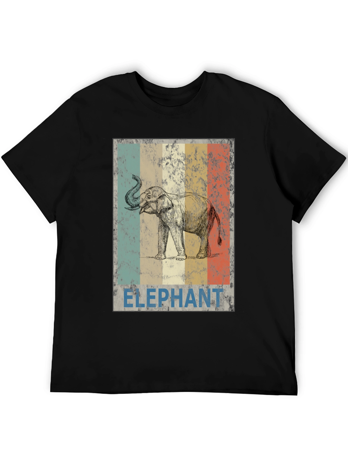 Black Vintage Elephant Graphic Tee - Black Cotton Blend view 5