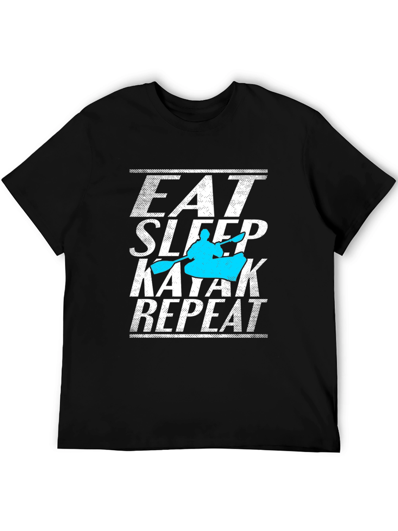 Black Eat Sleep Kayak Repeat Black T-Shirt view 5