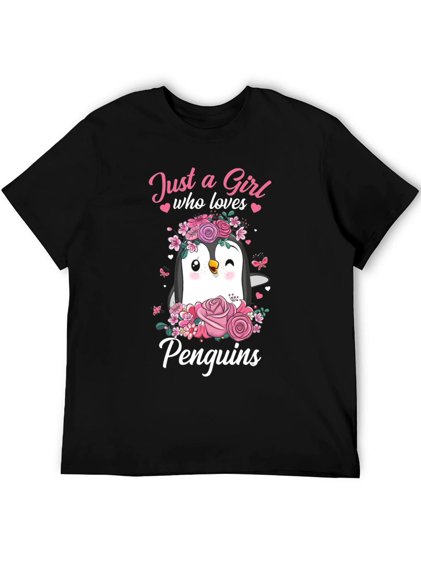 Black Penguin Lover T-Shirt - Just A Girl Who Loves Penguins view 5