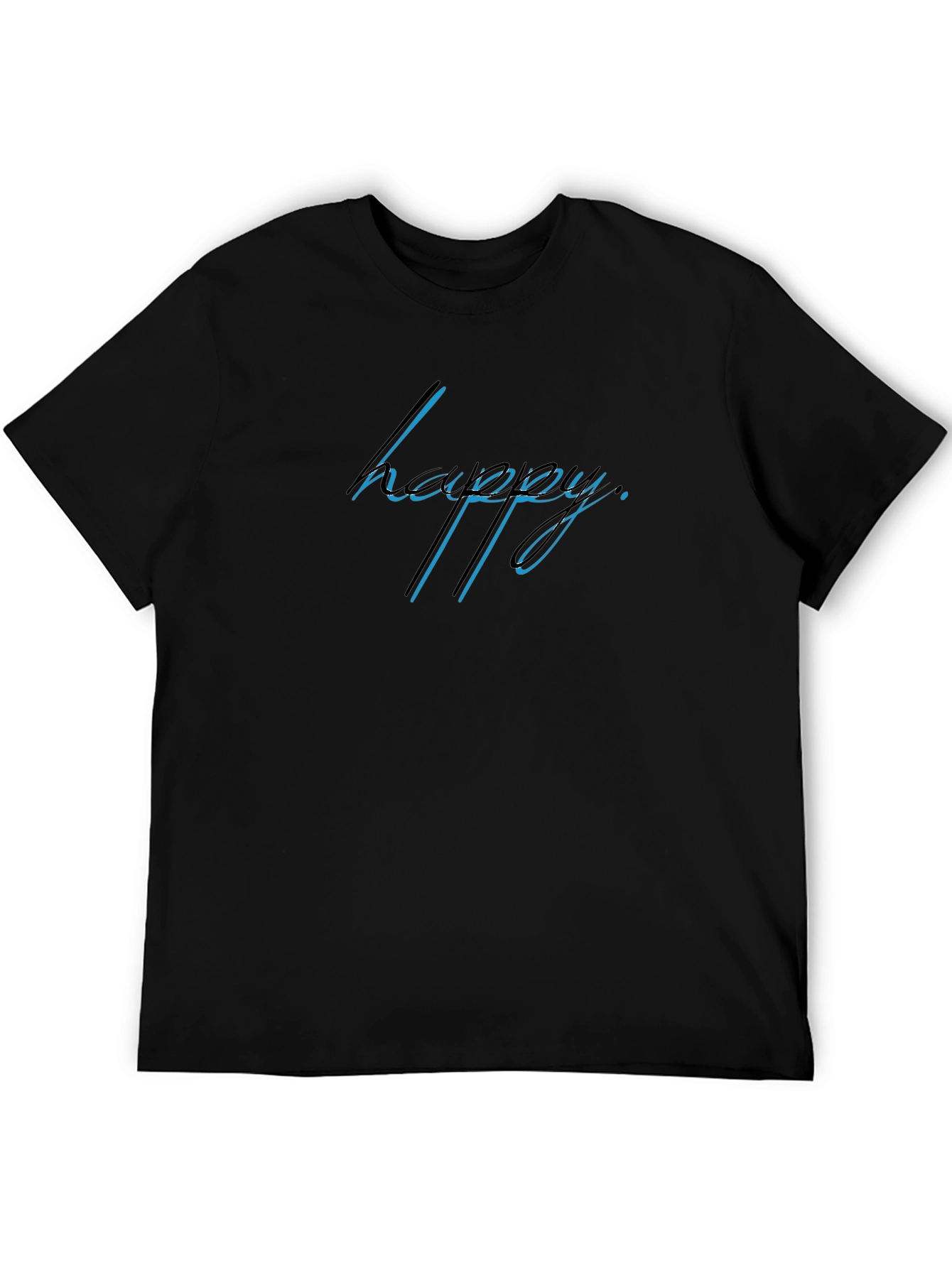 Black Happy Graphic Print Black T-Shirt view 5