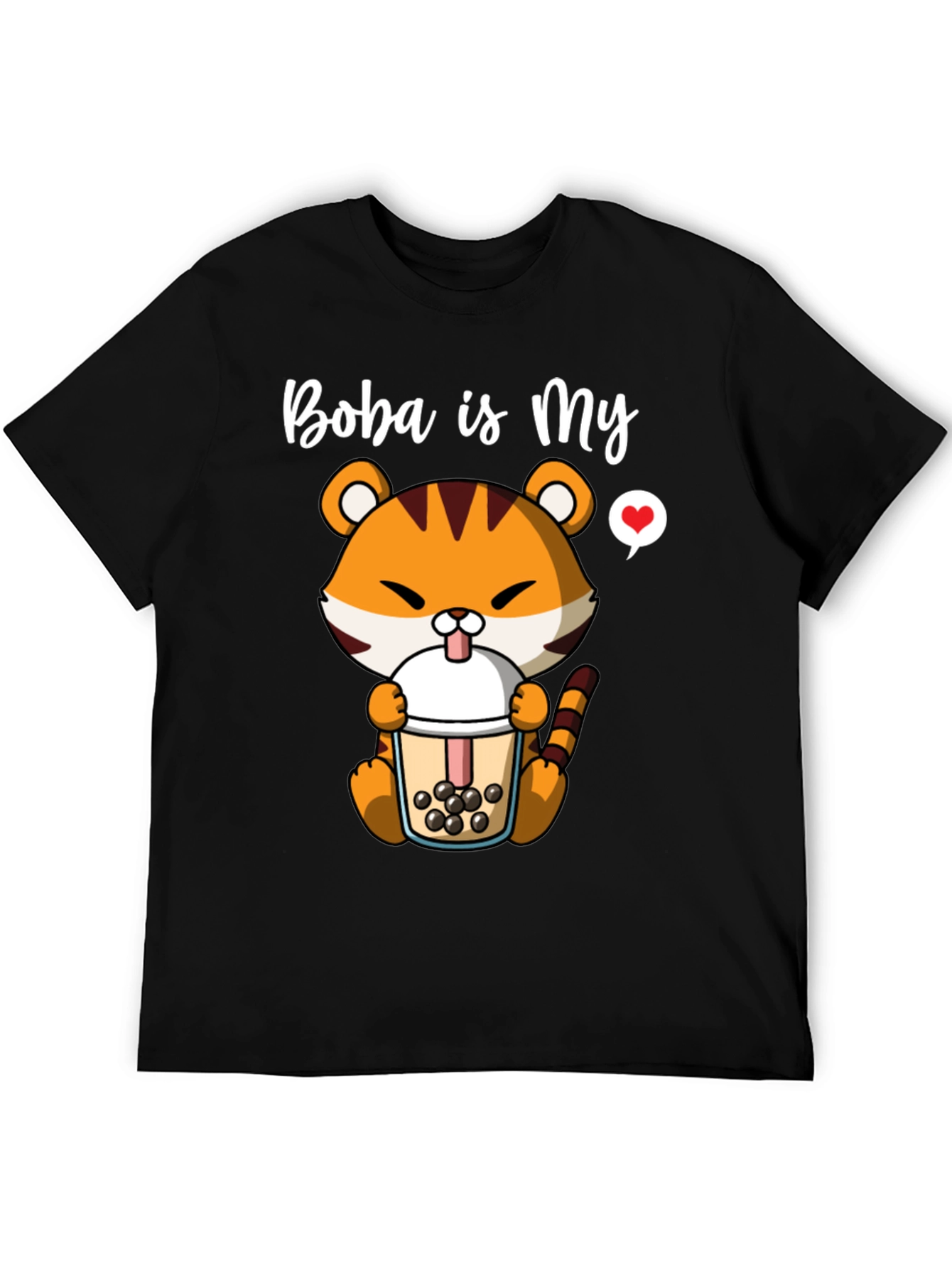 Black Boba is My Love T-Shirt - Cute Tiger Boba Tea Design view 5