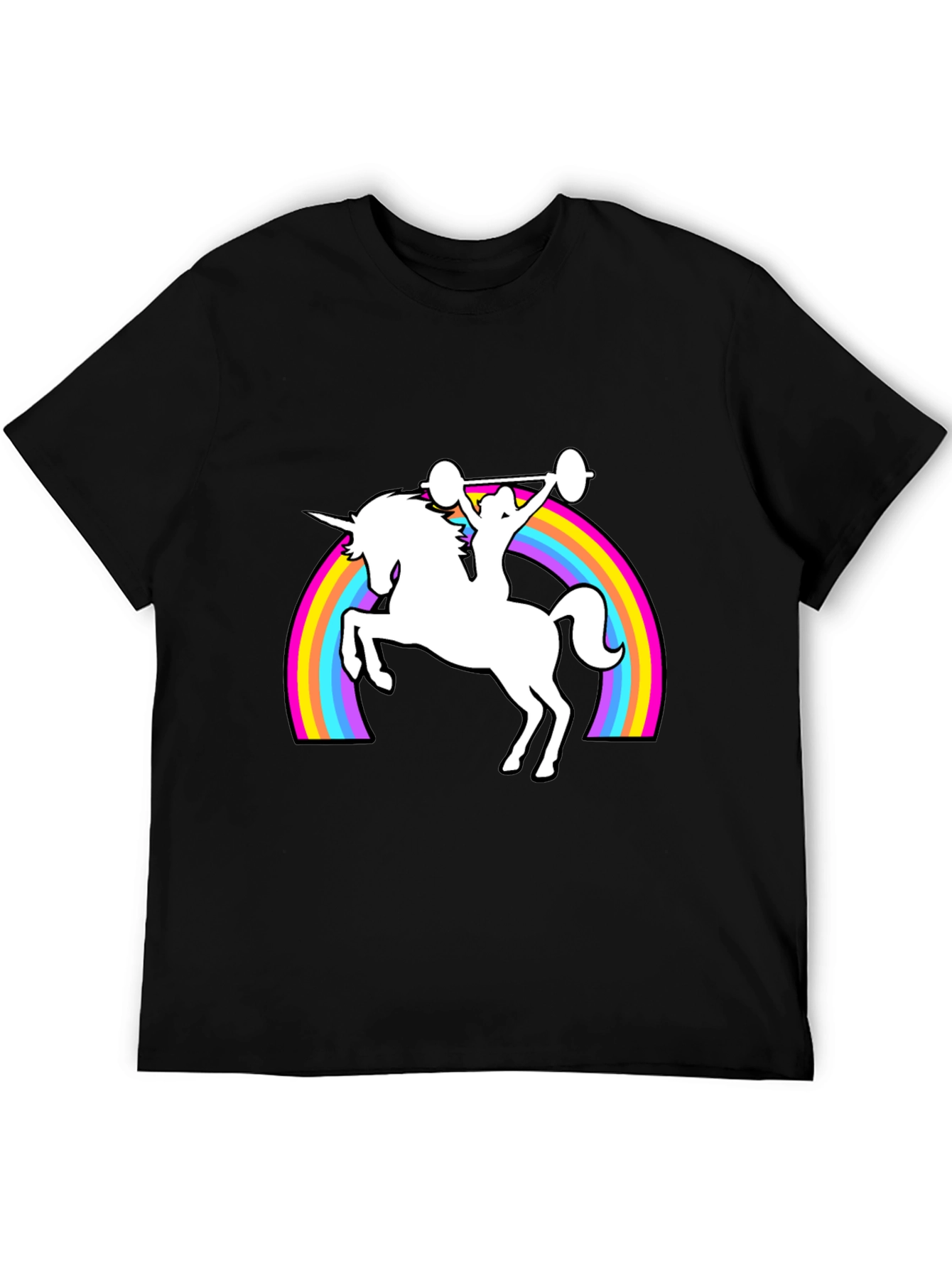 Black Unicorn Weightlifting Rainbow T-Shirt view 5