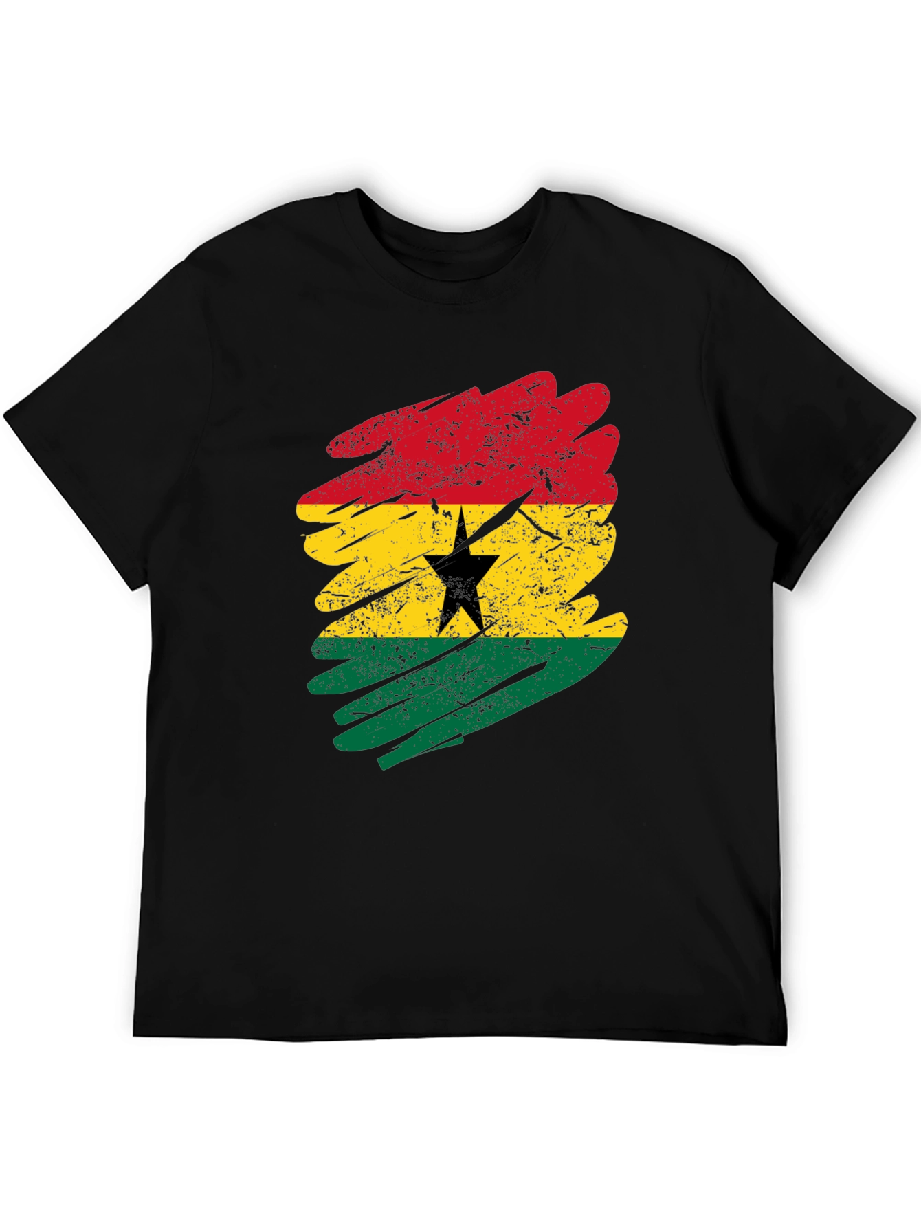Black Ghana Flag T-Shirt - Distressed Grunge Style view 5