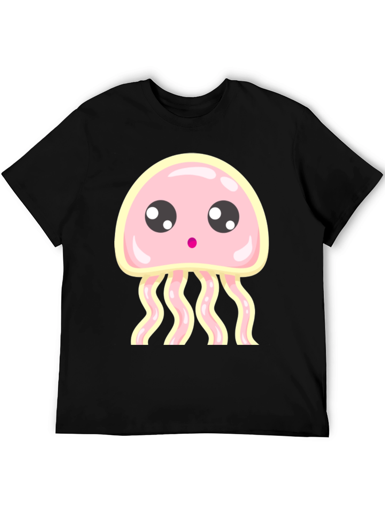 Black Cute Jellyfish Graphic Tee - Black Cotton Shirt view 5