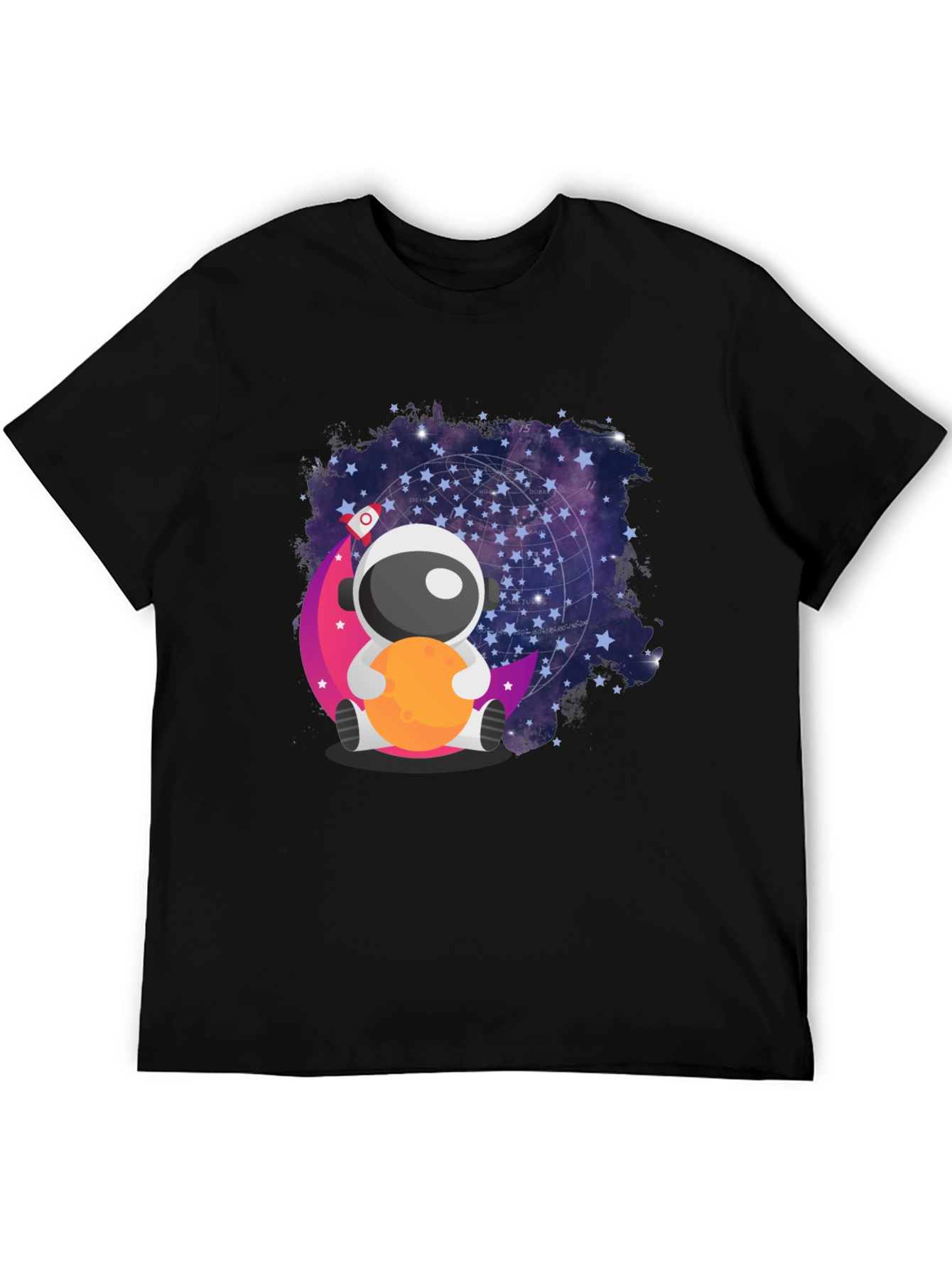 Black Cute Astronaut Moon T-Shirt - Space Lover's Tee view 5