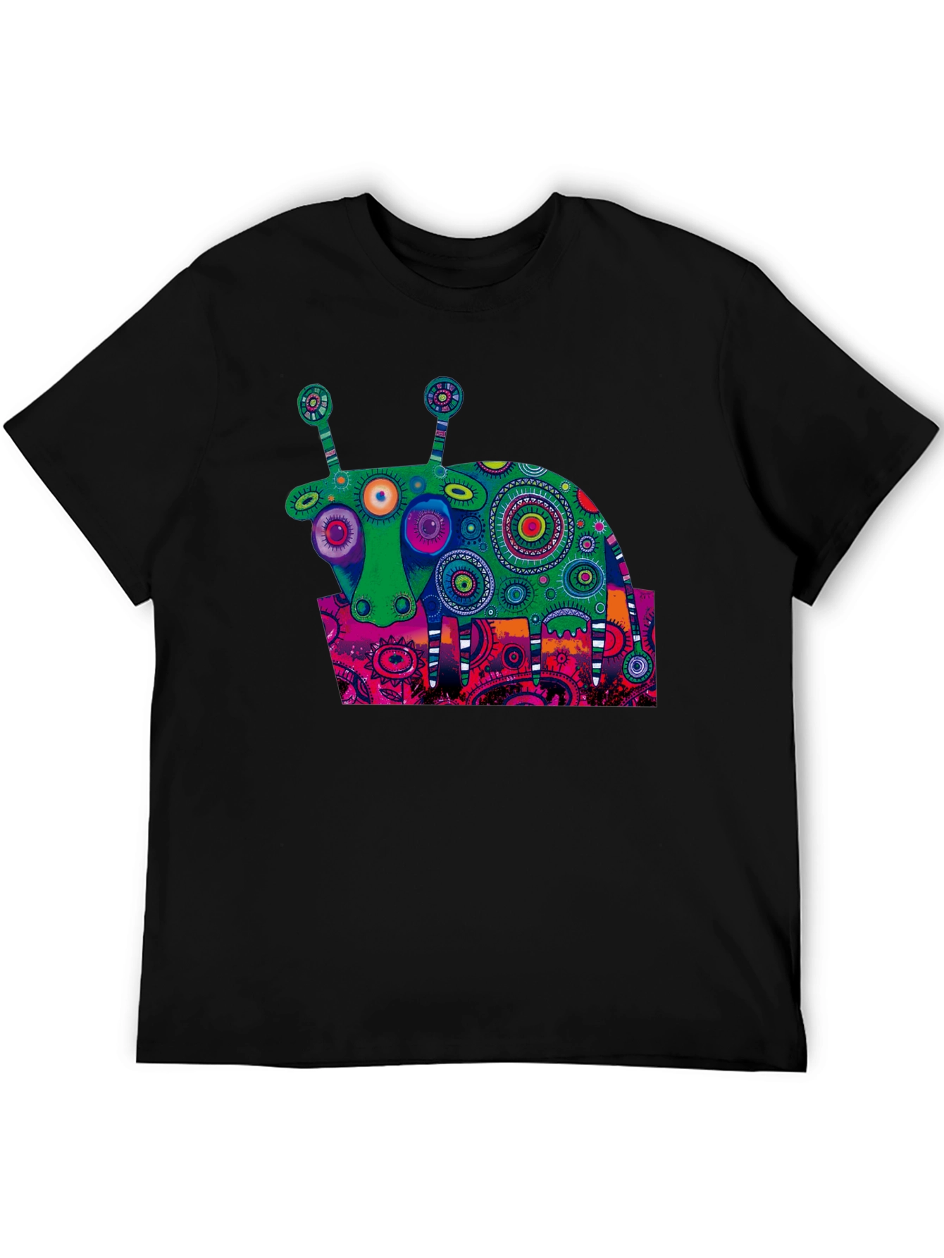Black Abstract Art Cow T-Shirt - Unique Graphic Tee view 5