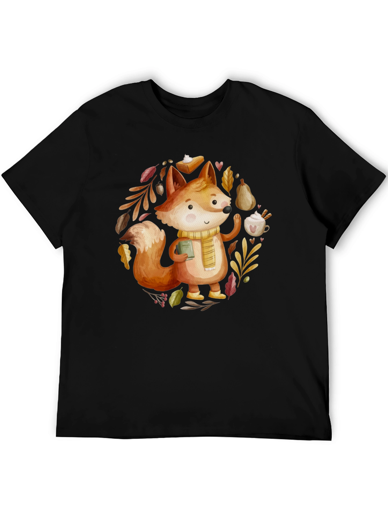 Black Autumn Fox T-Shirt: Cozy Fall Vibes view 5