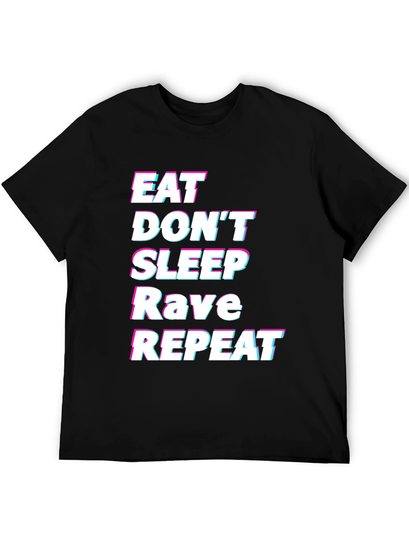 Black Eat Sleep Rave Repeat Graphic Tee view 5