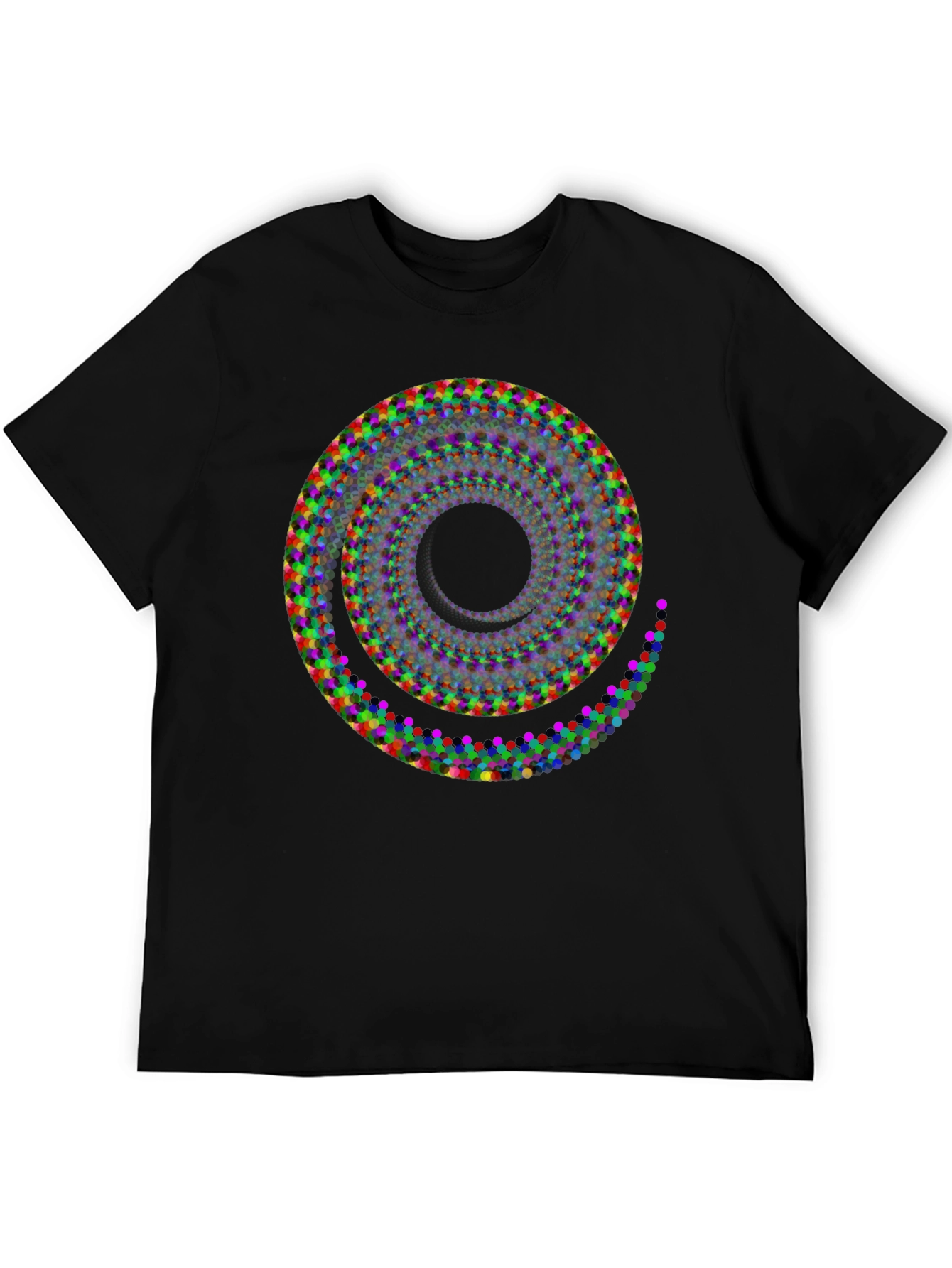 Black Abstract Spiral Graphic T-Shirt - Modern Art Design view 5
