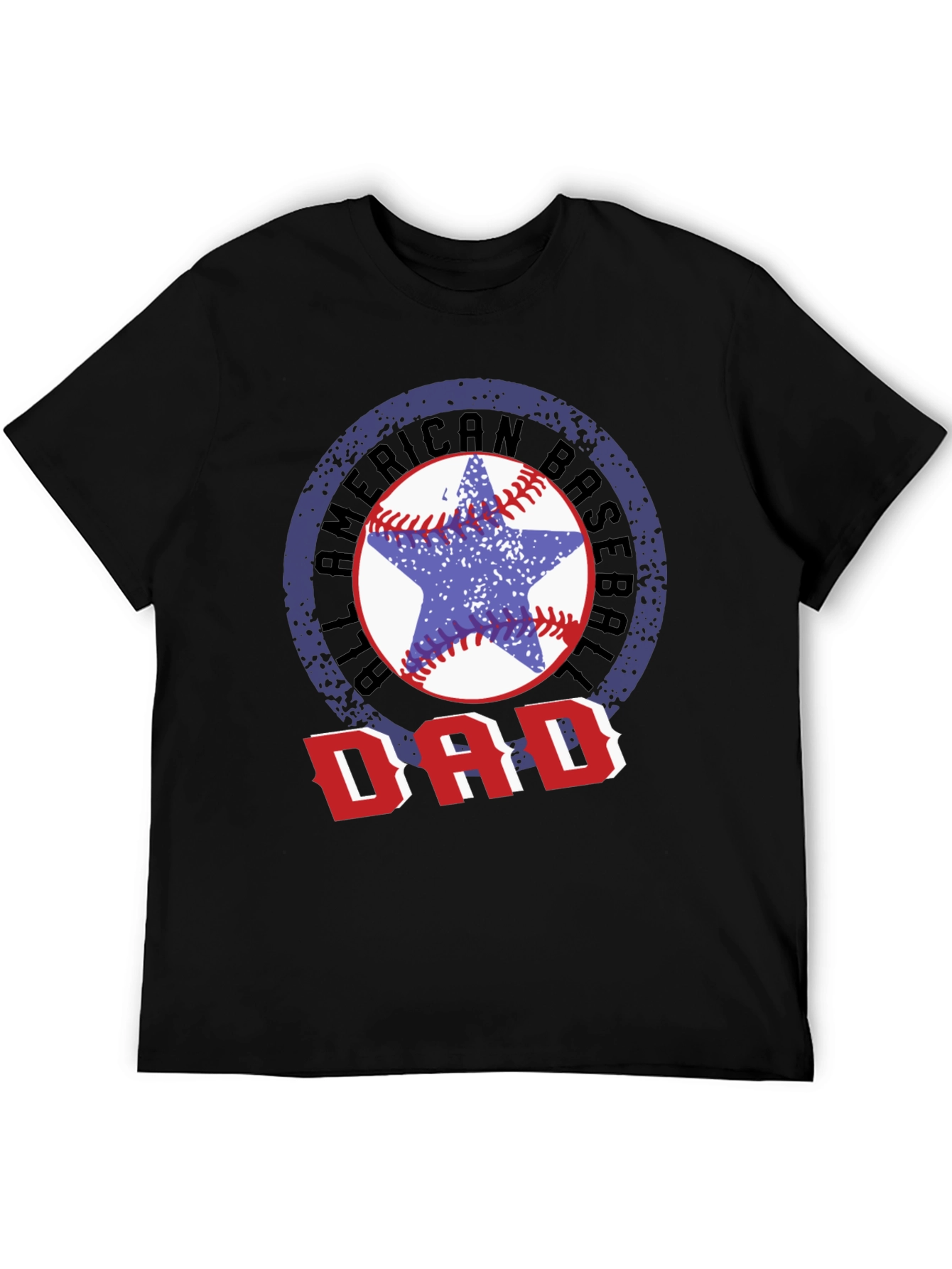 Black All American Baseball Dad T-Shirt view 5
