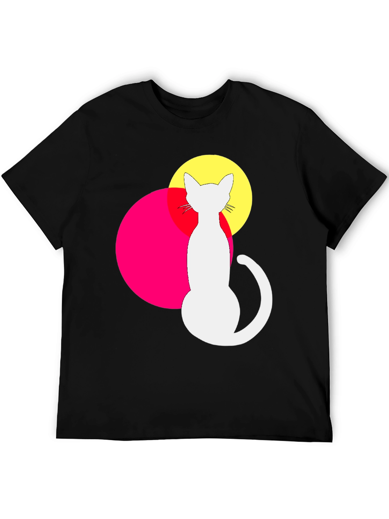 Black Modern Cat Graphic Tee - Unique Design view 5