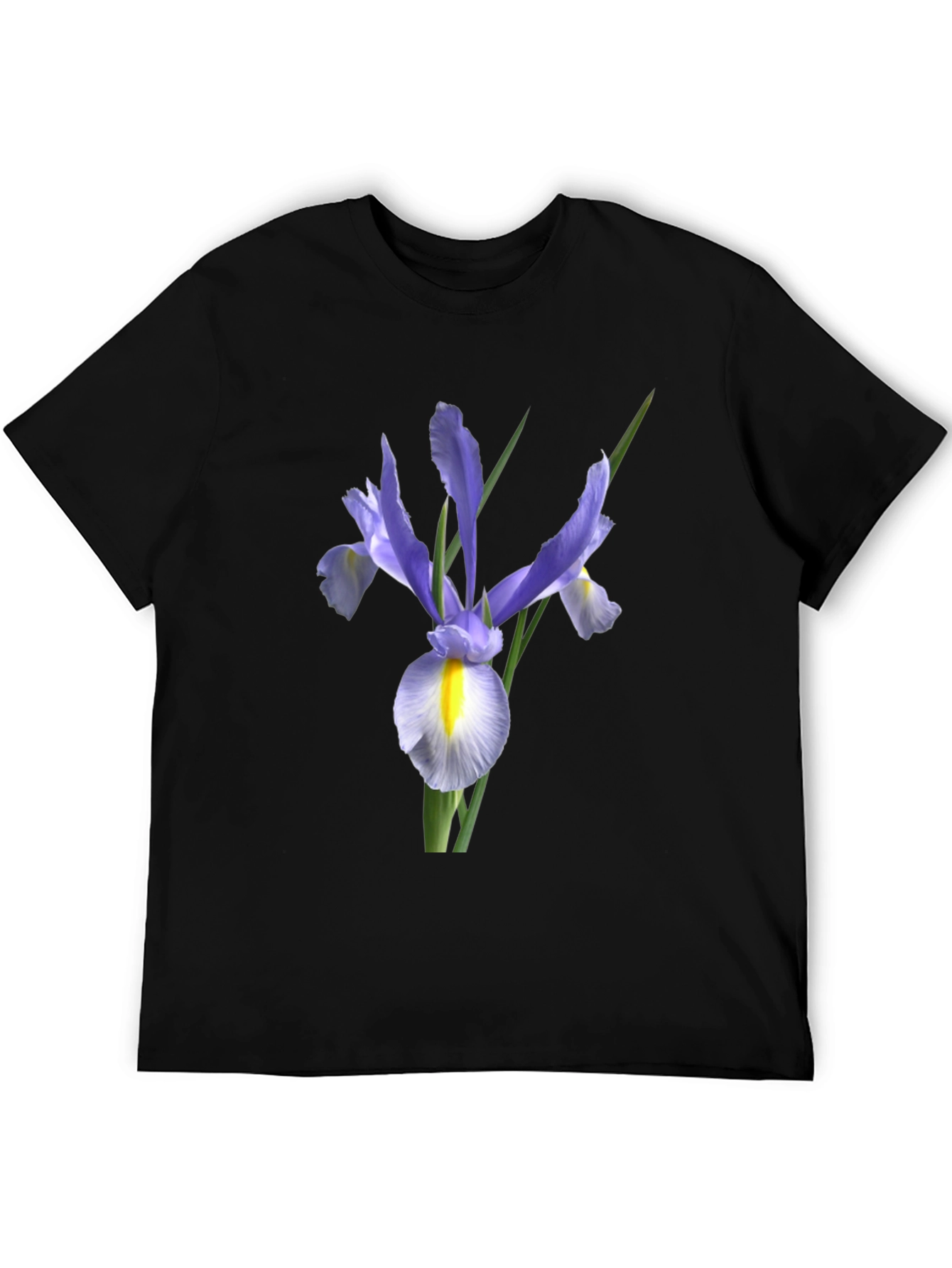 Black Floral Iris Graphic Print Black T-Shirt view 5