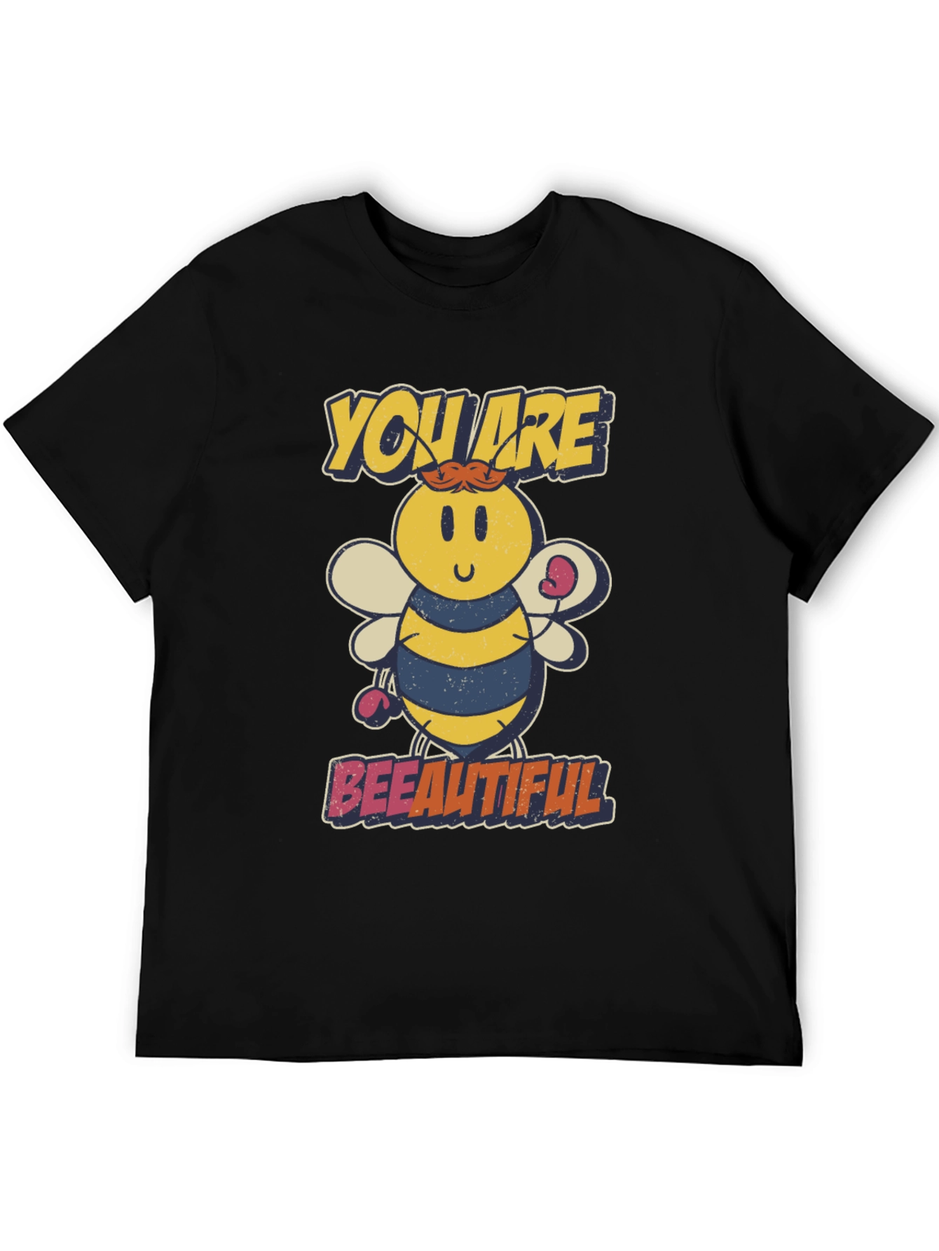 Black Bee-utiful Cartoon Bee Graphic T-Shirt view 5
