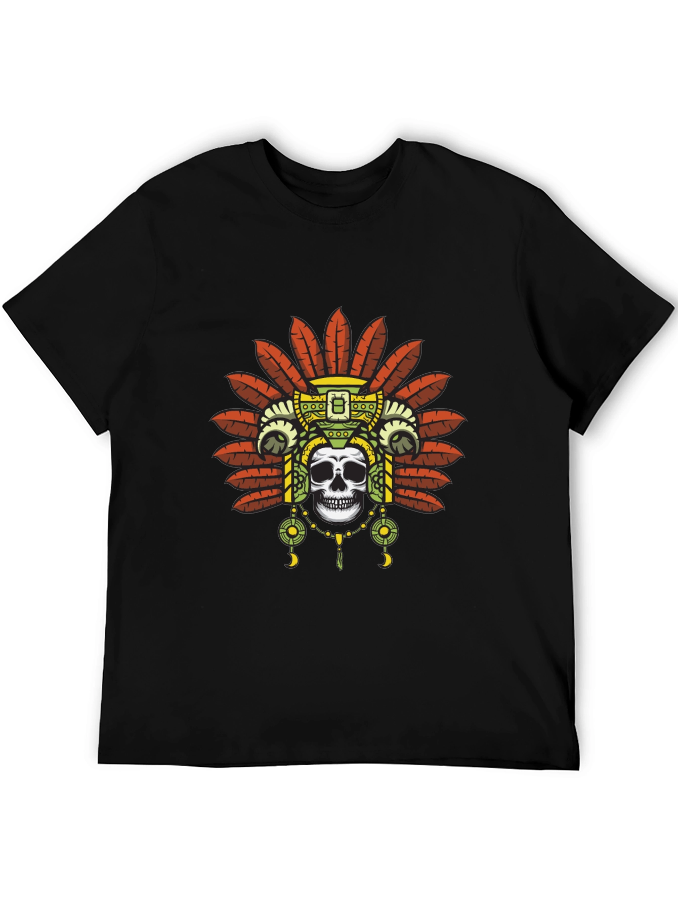 Black Skull Headdress Graphic Tee - Black T-Shirt view 5