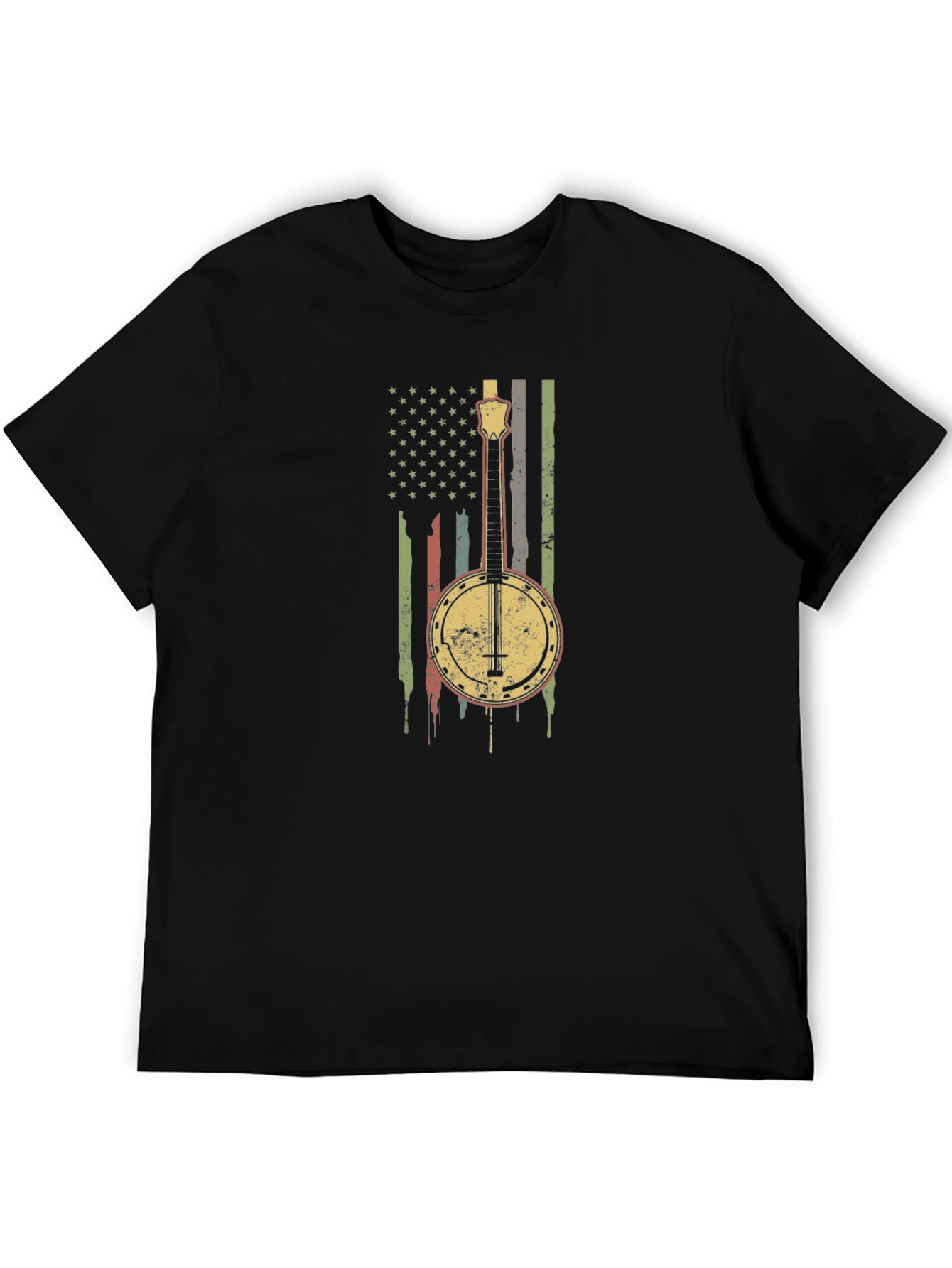 Black Banjo American Flag Graphic Tee view 5