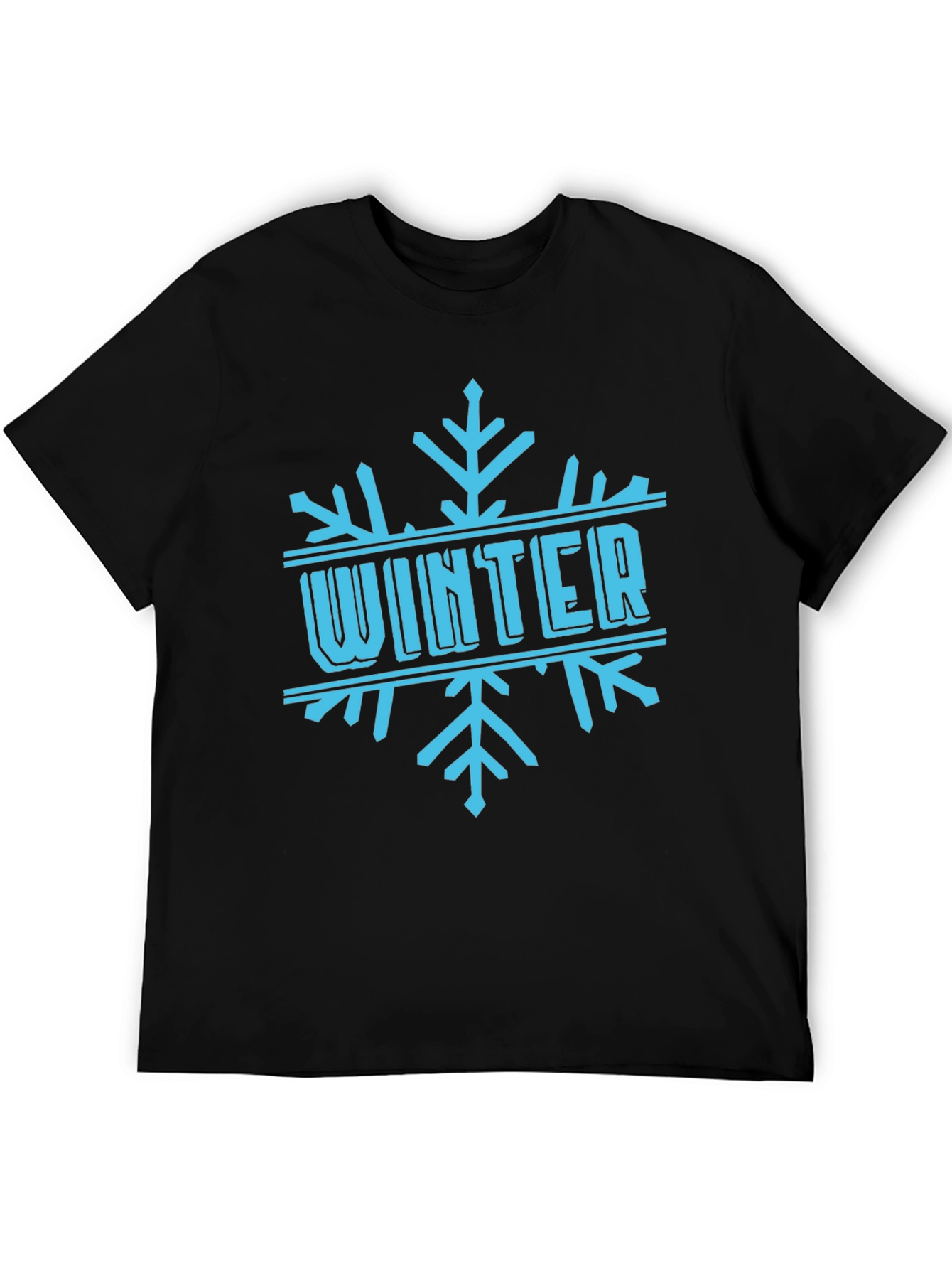 Black Winter Snowflake Graphic Black T-Shirt view 5