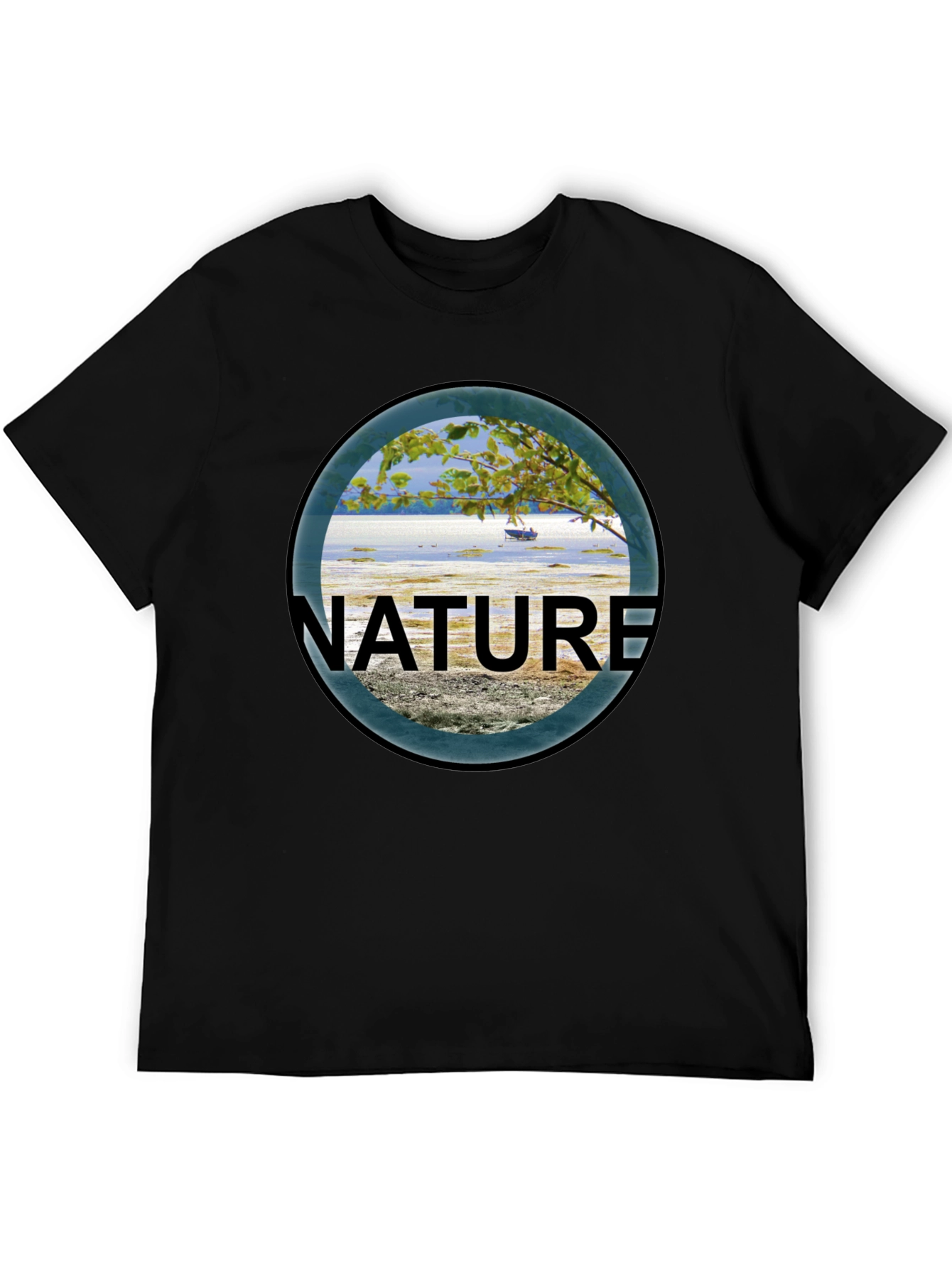 Black Nature Scene Graphic Black T-Shirt view 5