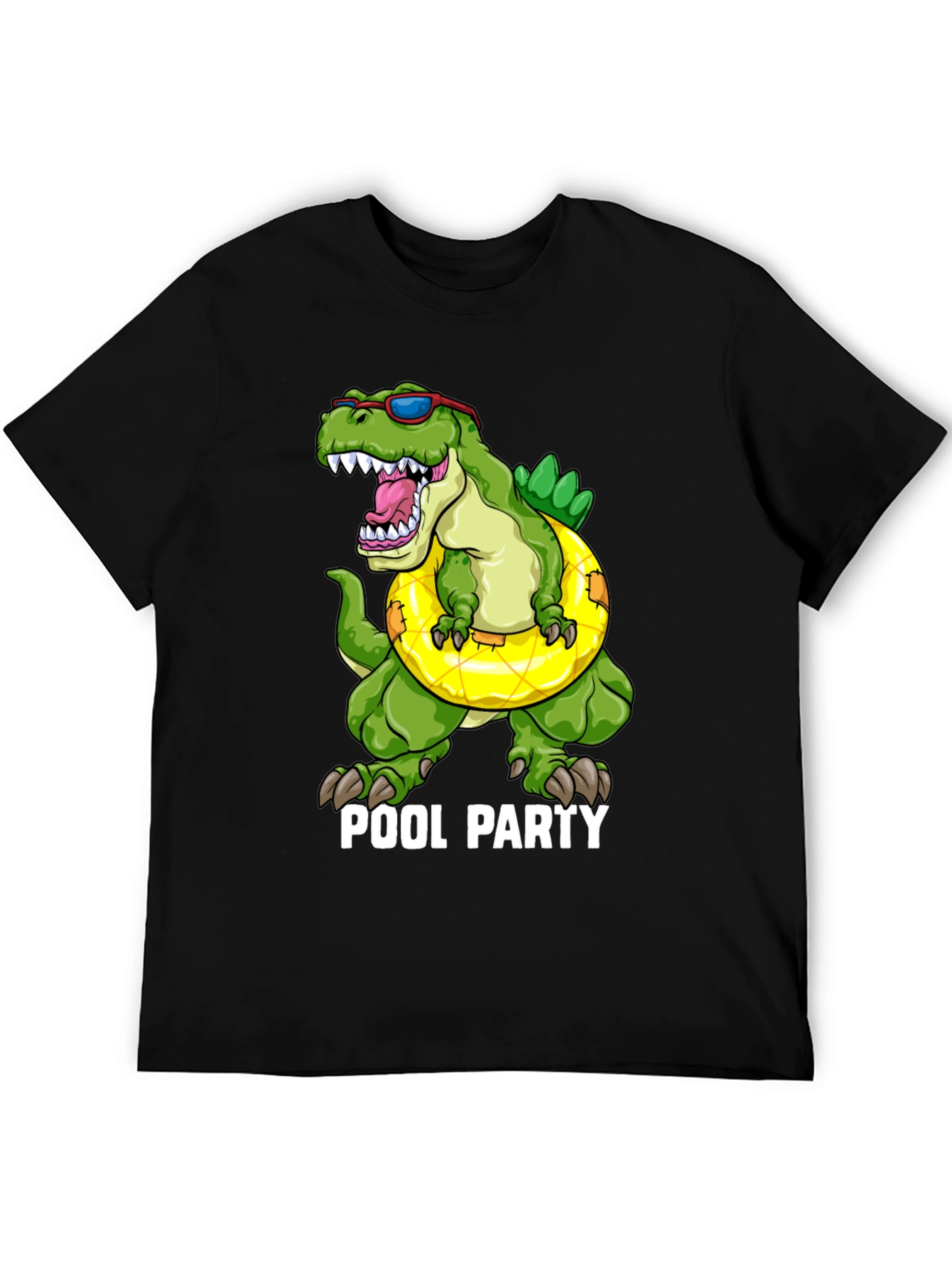 Black Dino Pool Party T-Shirt - Funny Summer Apparel view 5