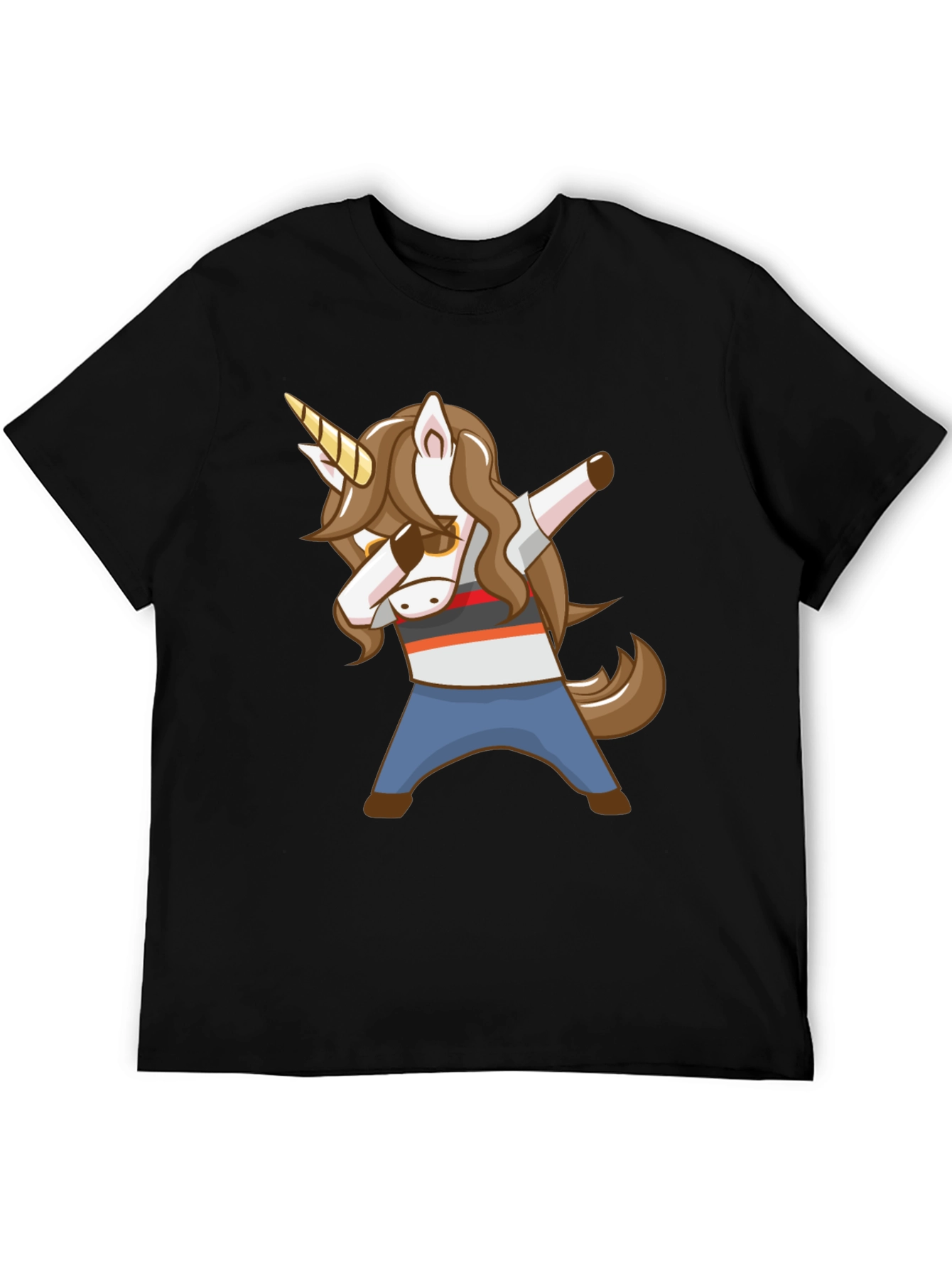 Black Dabbing Unicorn Graphic T-Shirt view 5