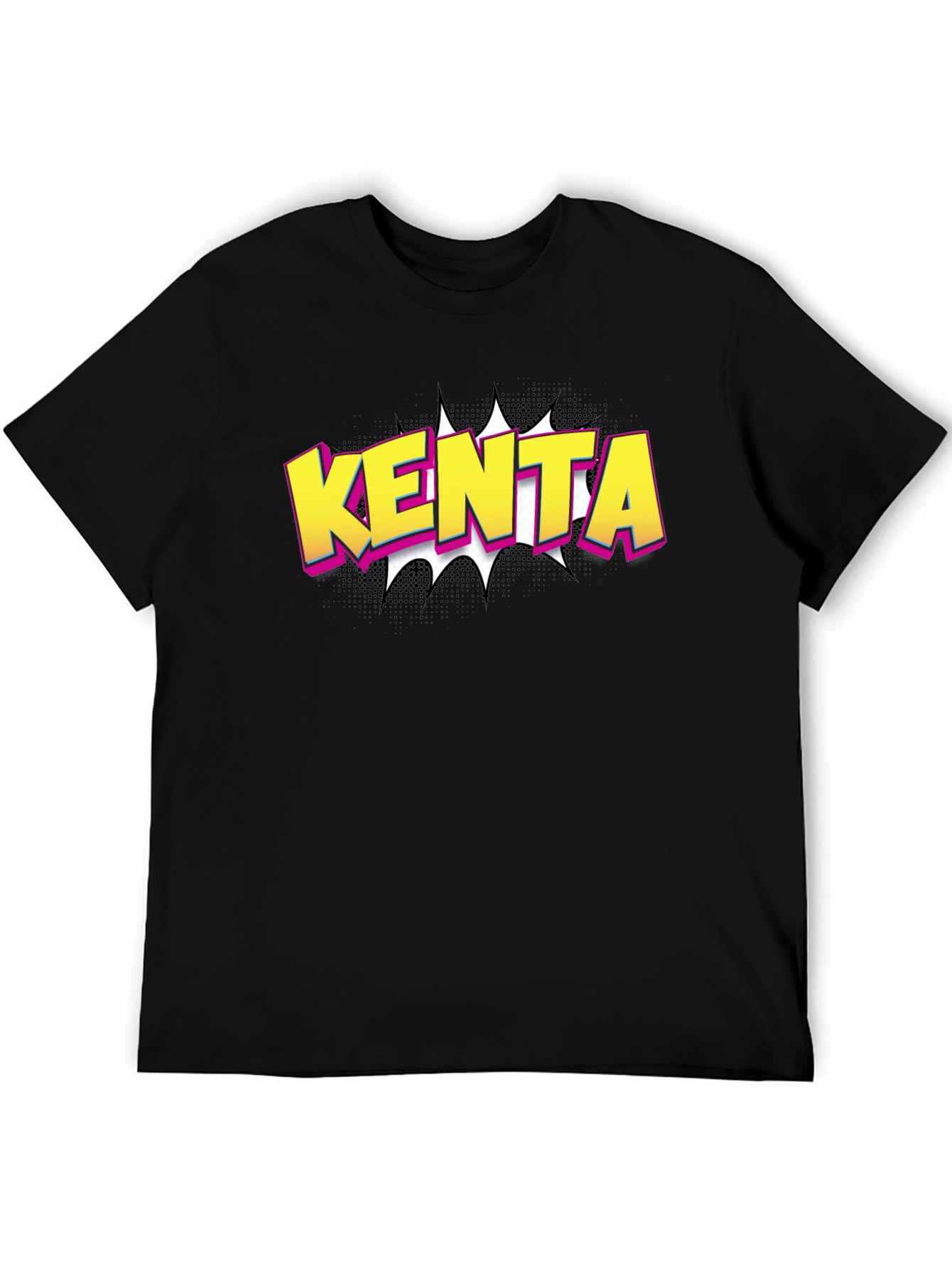 Black KENTA Comic Style T-Shirt - Bold Graphic Tee view 5