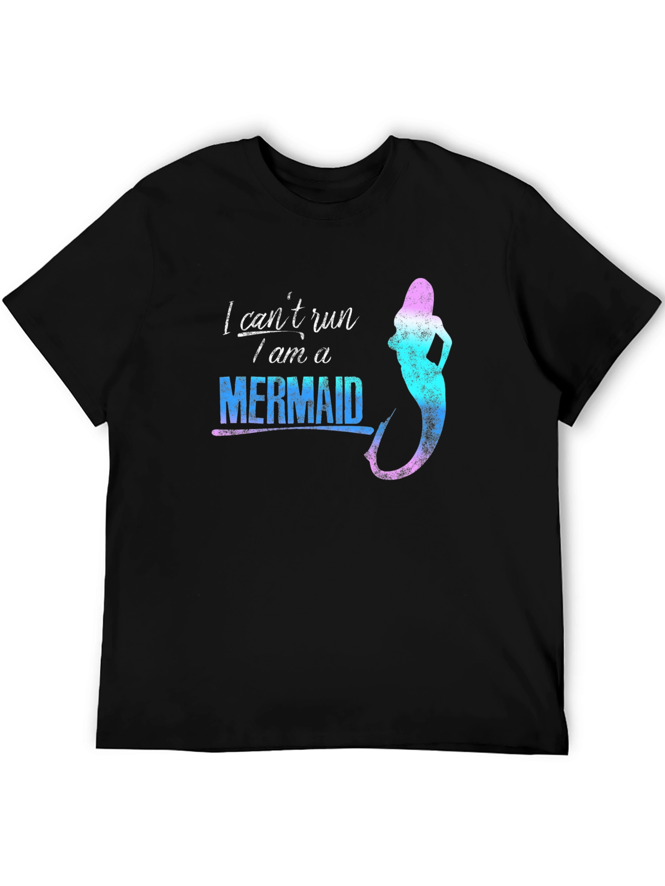 Black Mermaid Graphic Tee - "I Can't Run" Novelty T-Shirt view 5