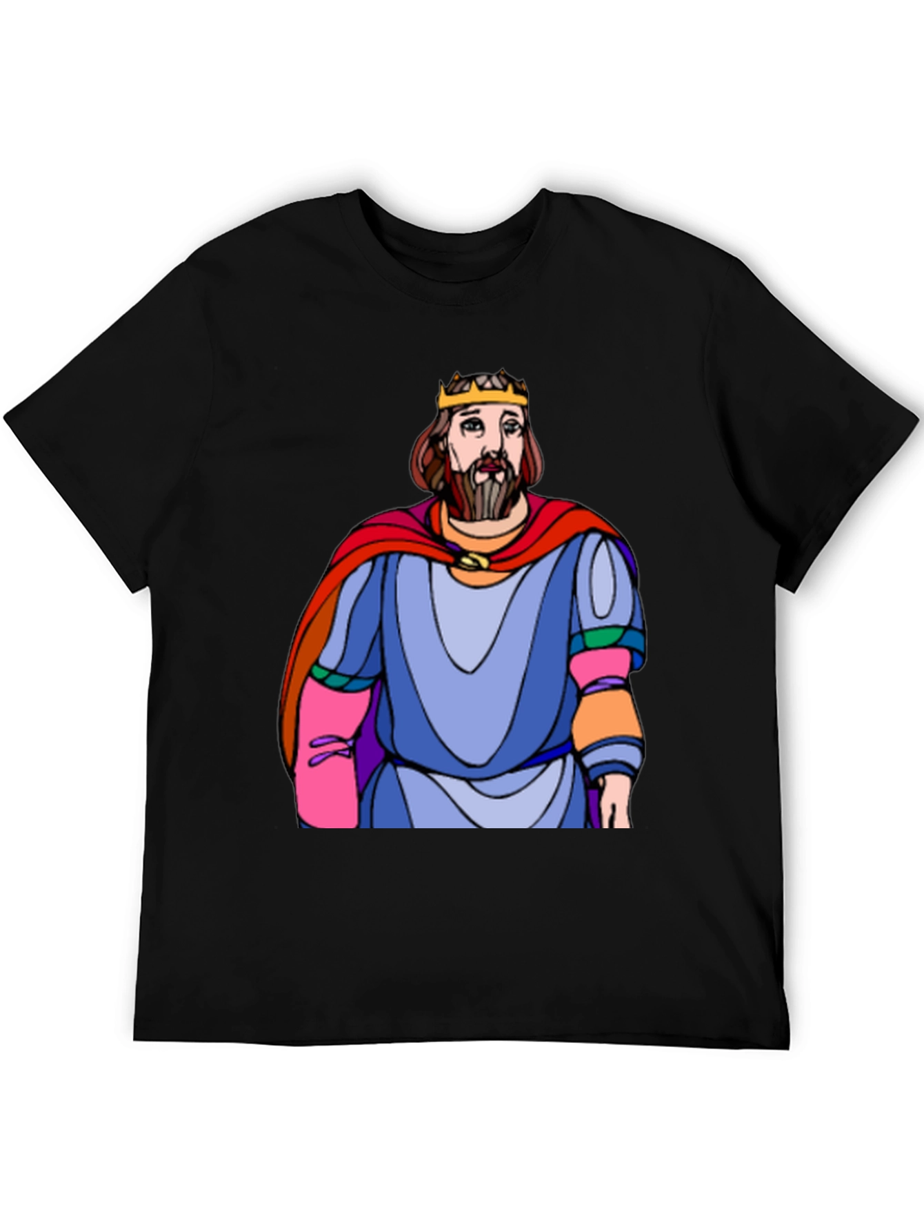 Black King Cartoon Graphic Black T-Shirt view 5