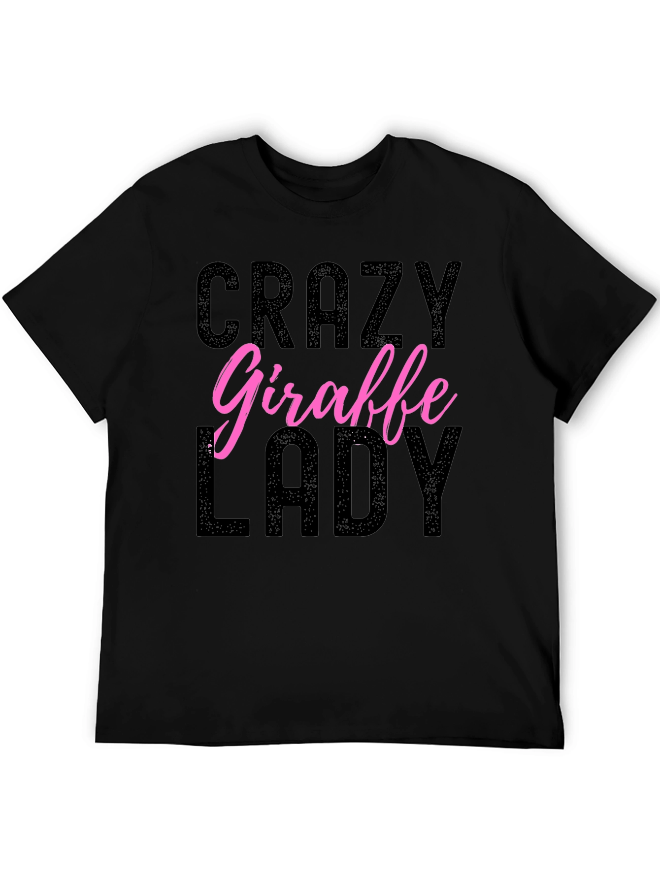 Black Crazy Giraffe Lady Graphic T-Shirt - Novelty Animal Lover Tee view 5