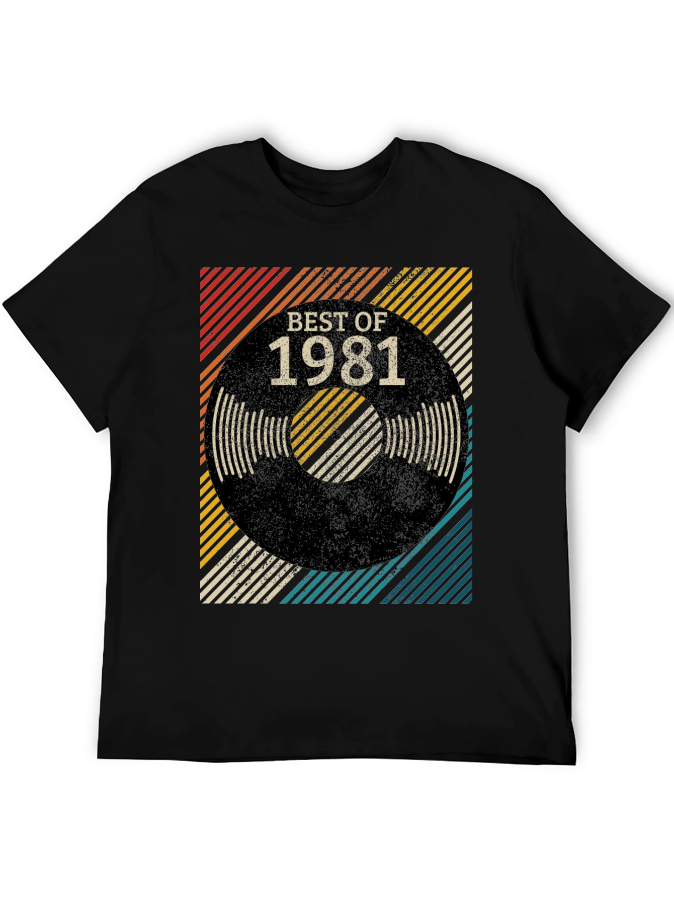 Black Best of 1981 Retro Vinyl T-Shirt view 5