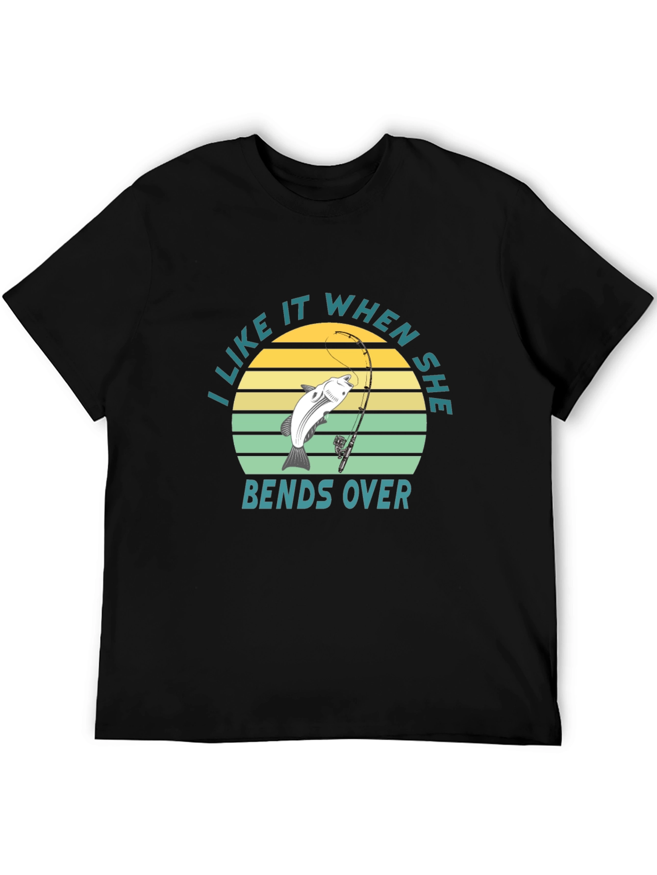 Black Fishing Humor T-Shirt - I Like It When She Bends Over view 5