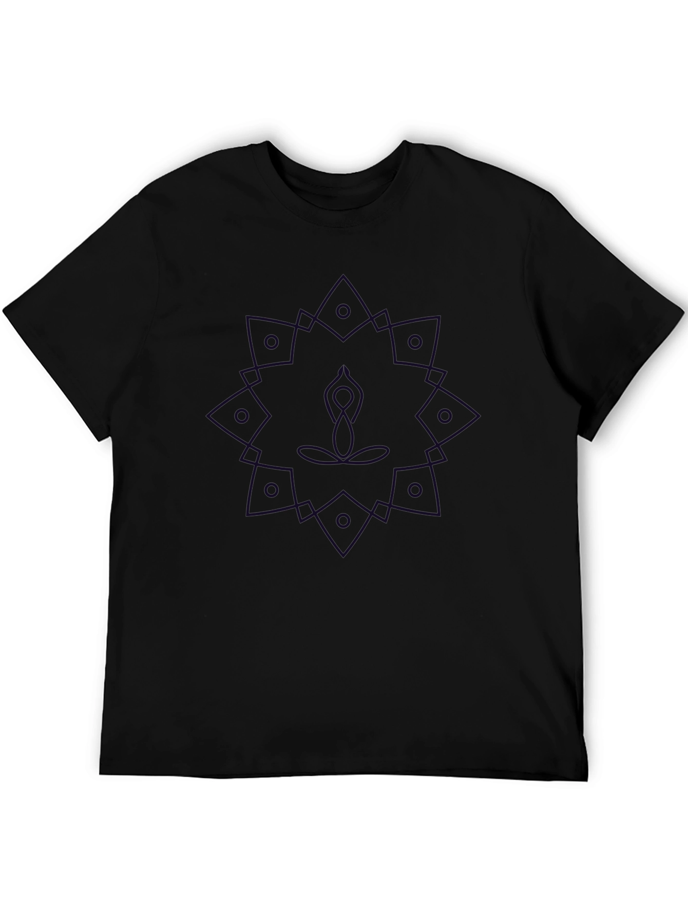 Black Geometric Mandala Yoga Graphic T-Shirt view 5