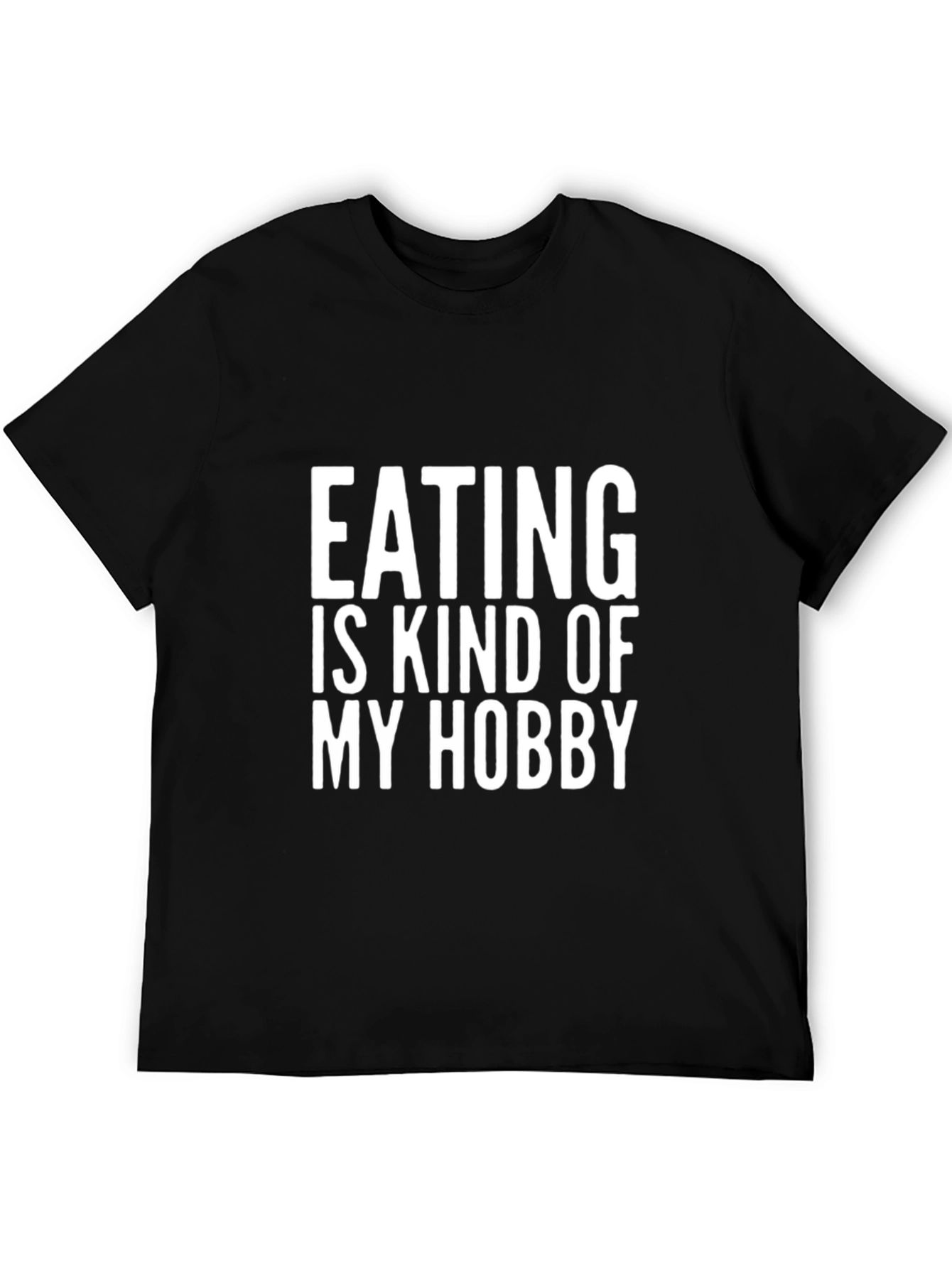 Black Funny Eating Hobby T-Shirt - Black Cotton Tee view 5
