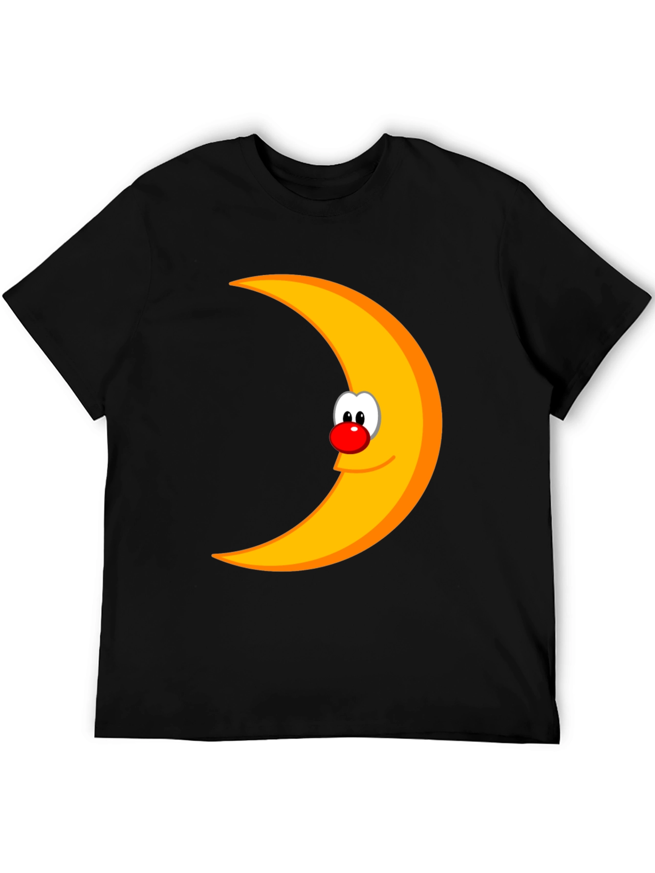 Black Funny Moon Face Graphic Black T-Shirt view 5