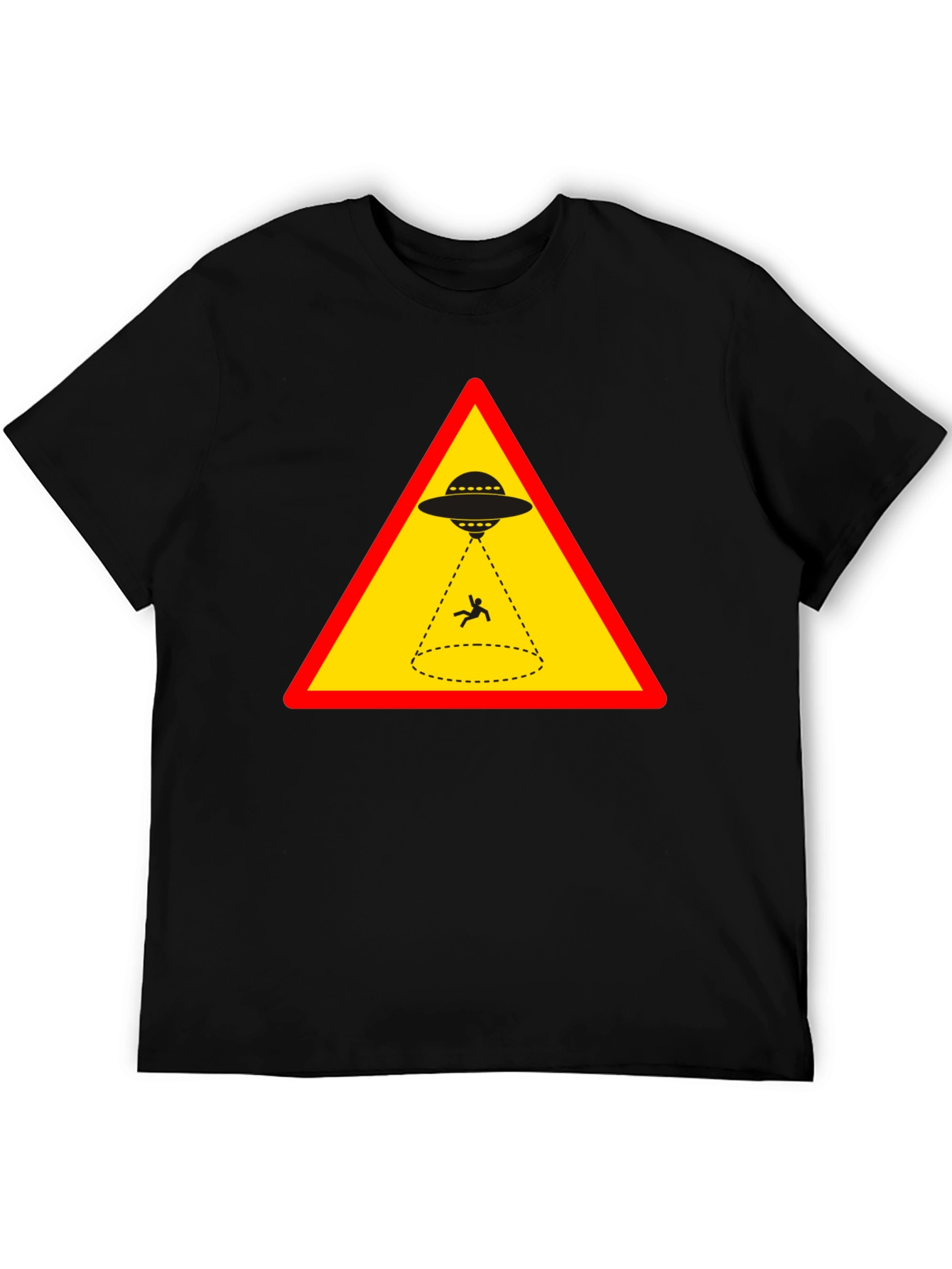 Black Alien Abduction T-Shirt - Warning Sign Graphic view 5