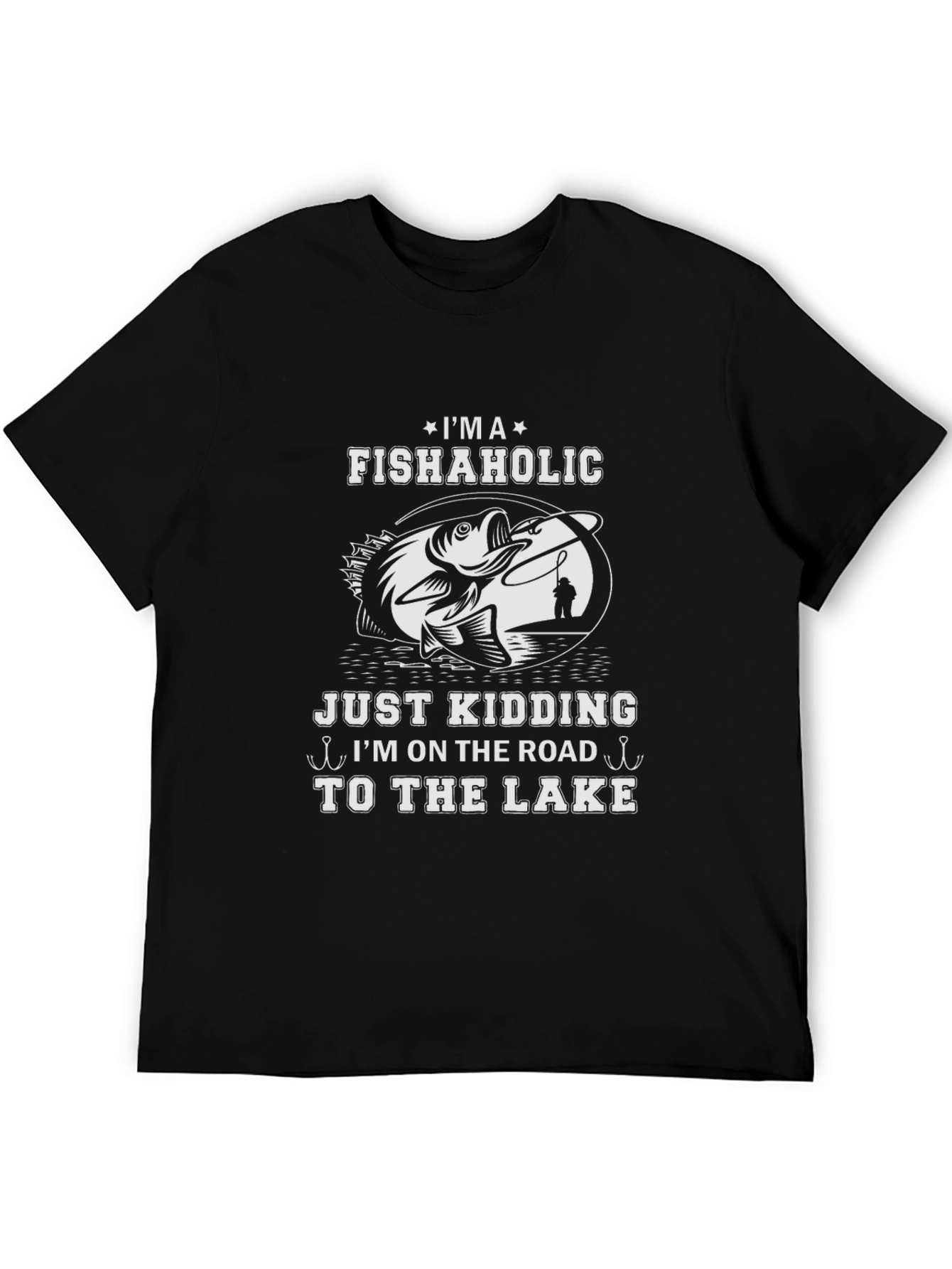 Black Fishaholic T-Shirt: Road to the Lake view 5
