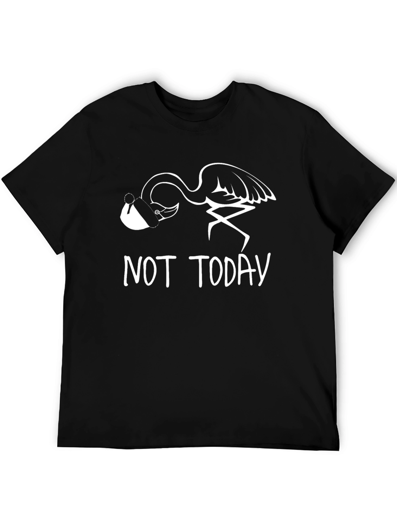 Black Funny Flamingo "Not Today" Graphic T-Shirt view 5
