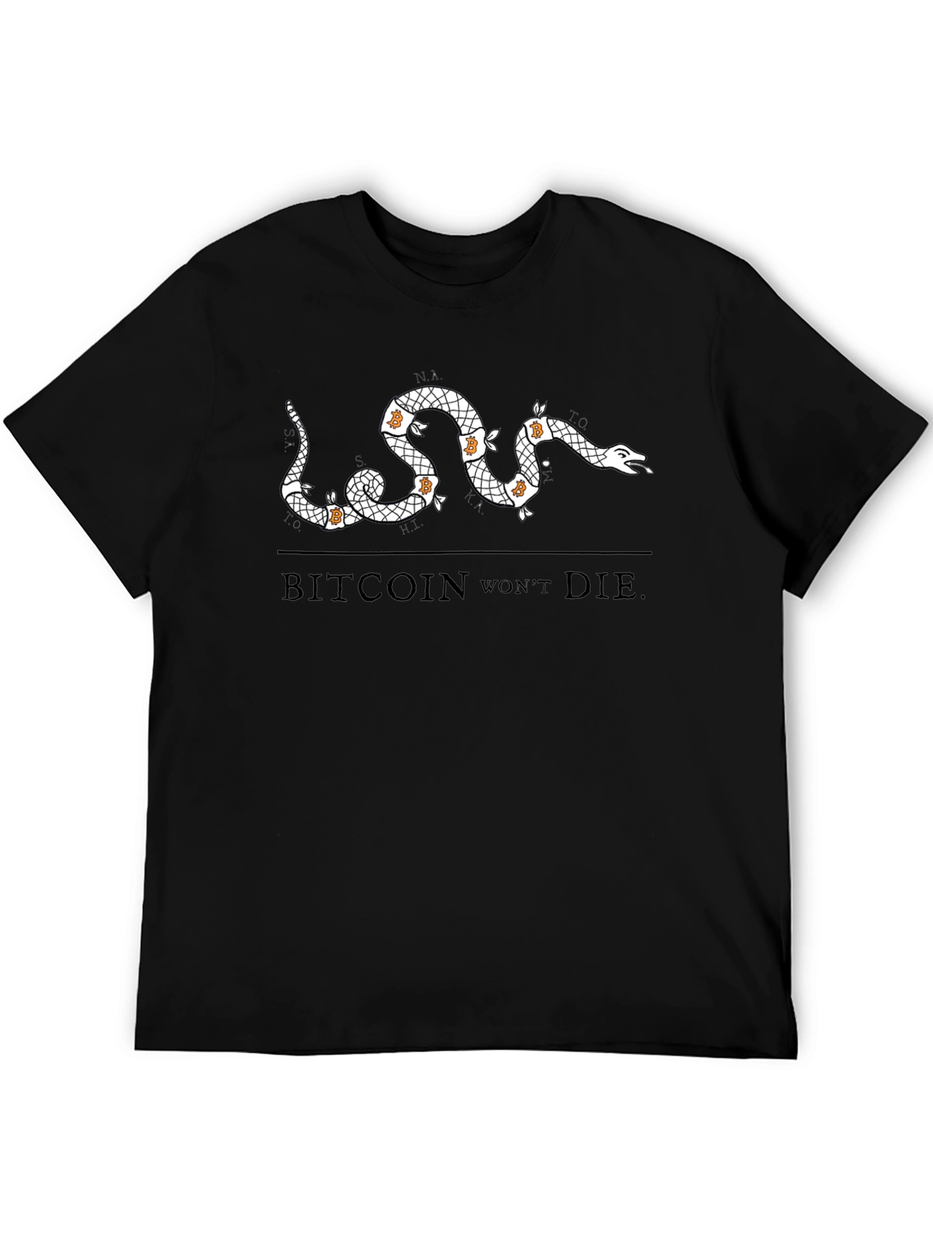 Black Bitcoin Won't Die T-Shirt view 5