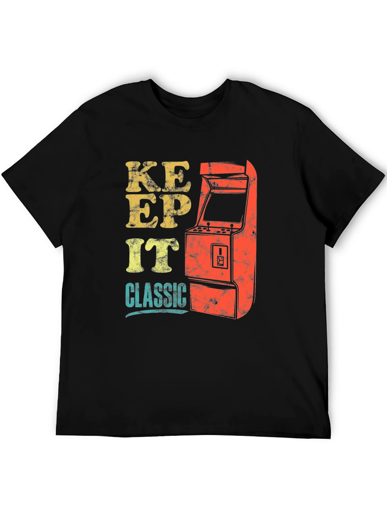 Black Keep It Classic Retro Arcade Gamer T-Shirt view 5