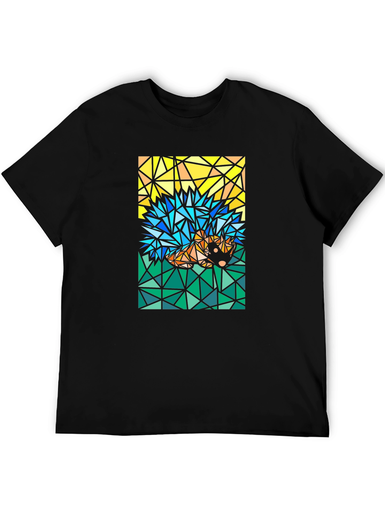 Black Abstract Hedgehog T-Shirt - Geometric Style view 5