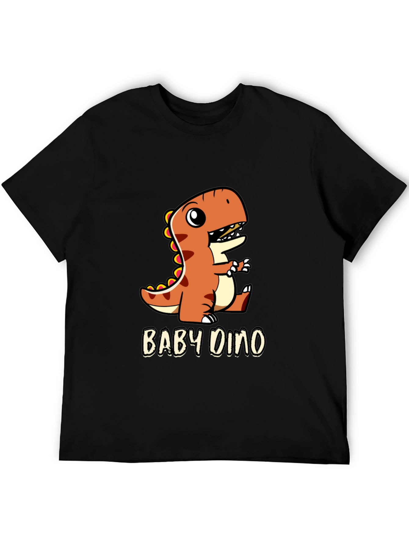 Black Cute Baby Dino Black T-Shirt view 5
