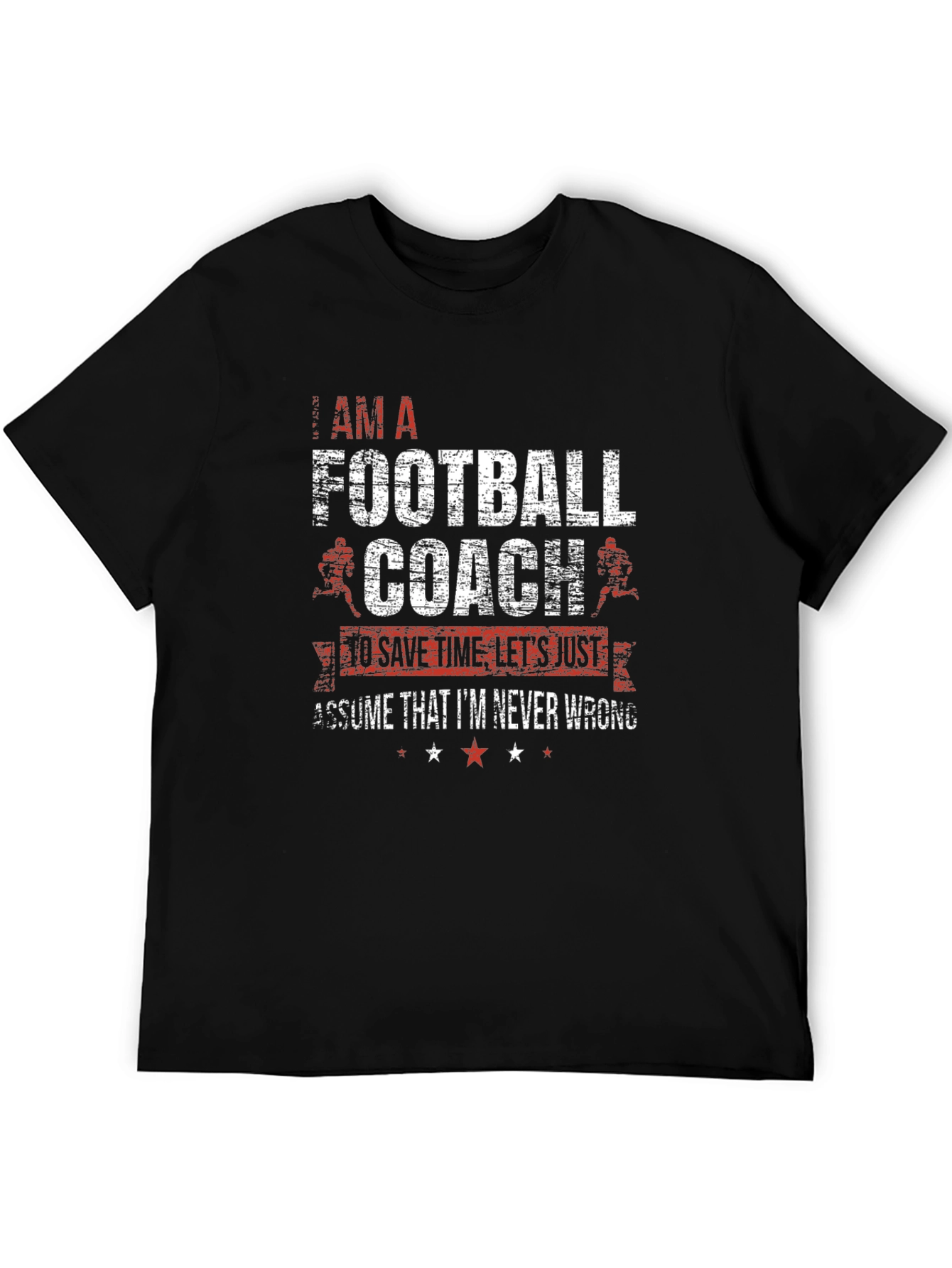 Black Football Coach T-Shirt - Never Wrong view 5