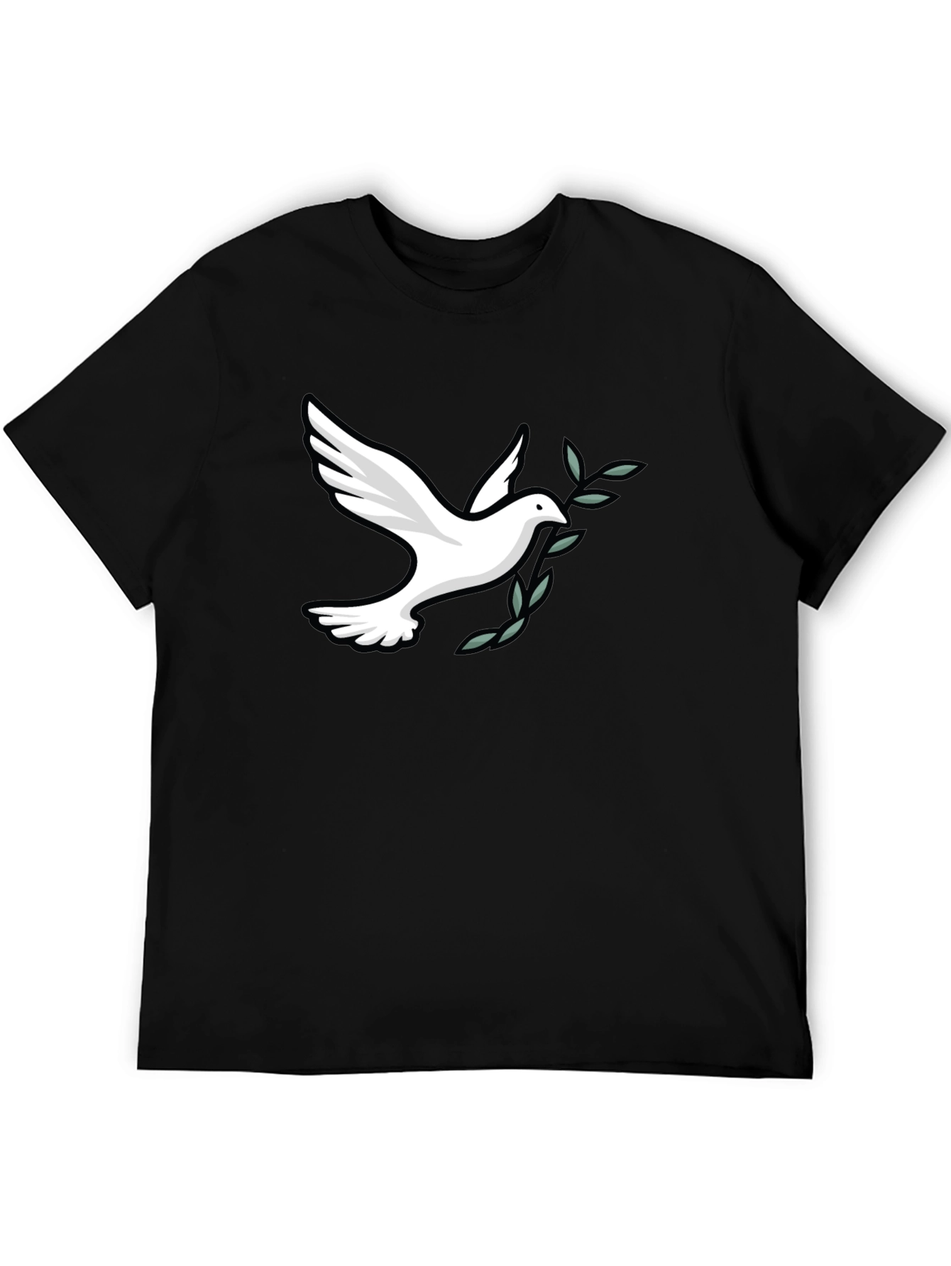 Black Peace Dove Graphic Tee - Soft Black Cotton Blend view 5