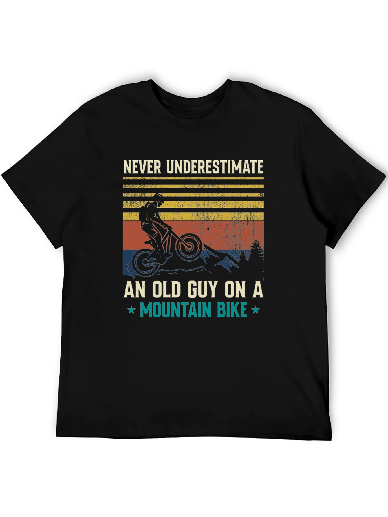 Black Never Underestimate Old Guy Mountain Bike T-Shirt view 5